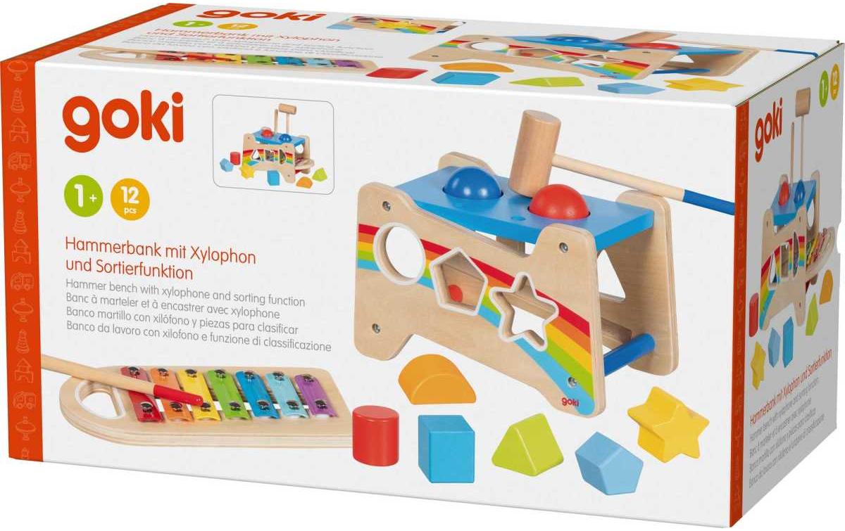 Goki Hammerbank mit Xylophon und Sortierfunktion 21.5 x 13.8 cm