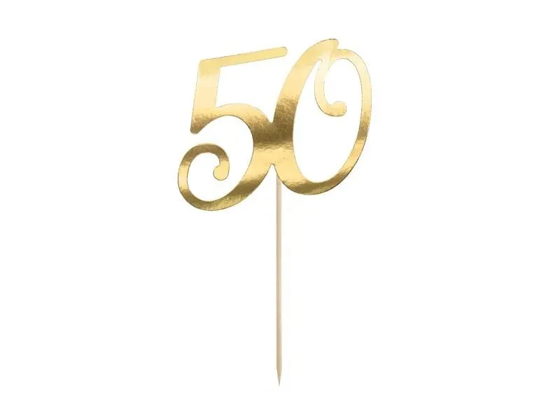 Partydeco 50 Karton mit Holzspiess Gold