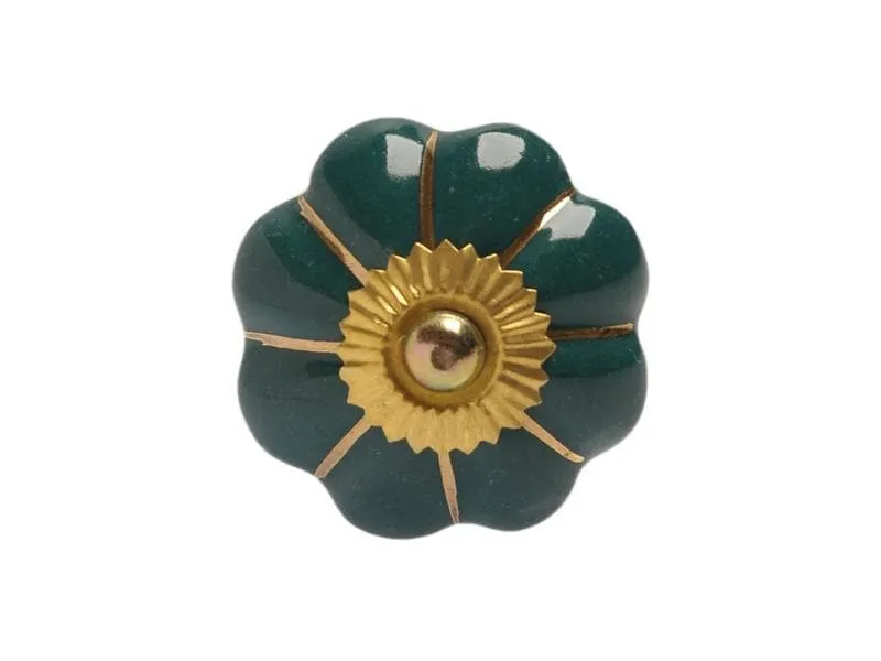 Tranquillo Möbelgriff handgemacht, Ø 4 cm, Dunkelgrün/Gold Tranquillo Möbelgriff handgemacht, Ø 4 cm, Dunkelgrün/Gold