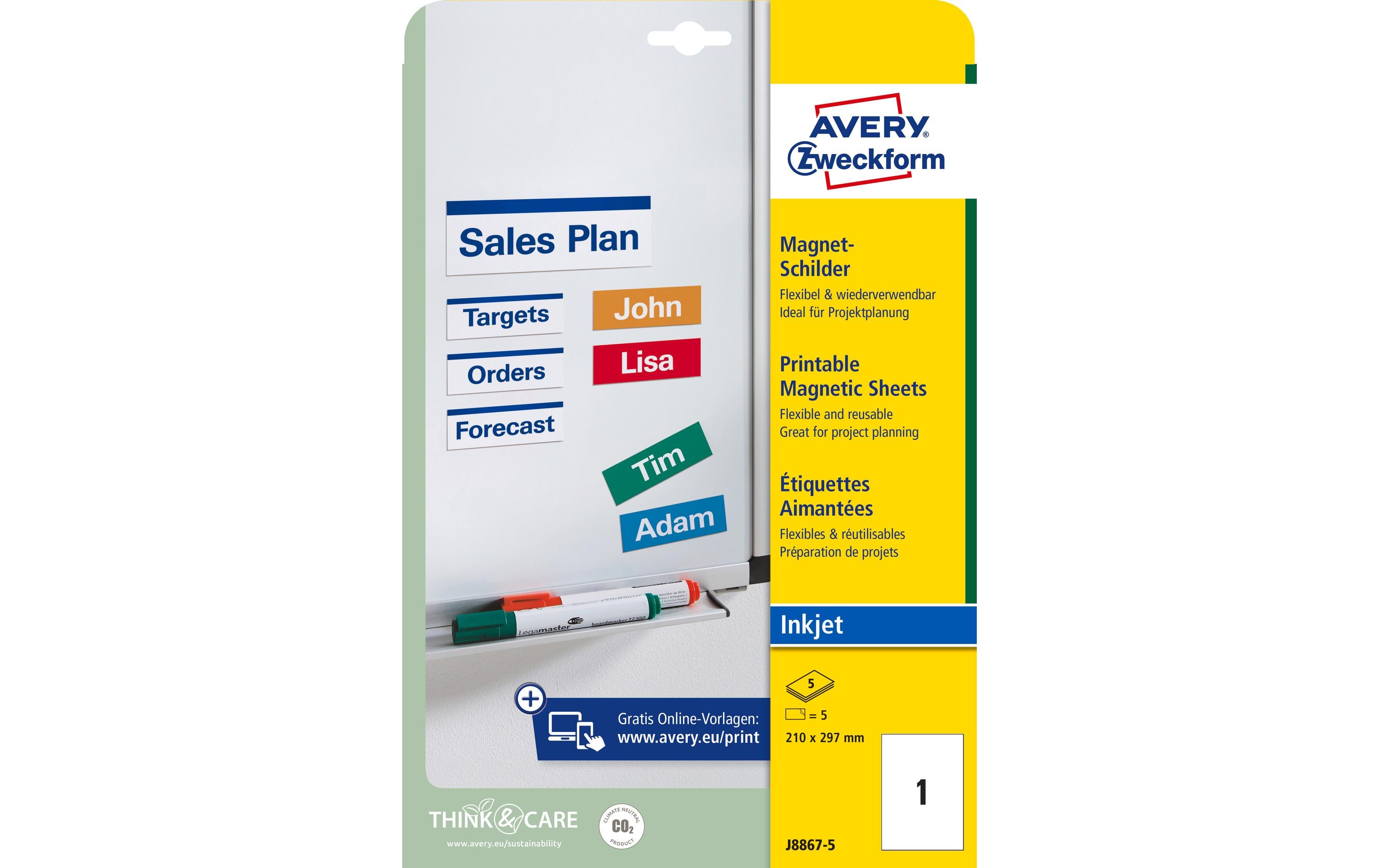 Avery Zweckform Haftmagnet Schilder 210 x 297 mm 5 Bogen
