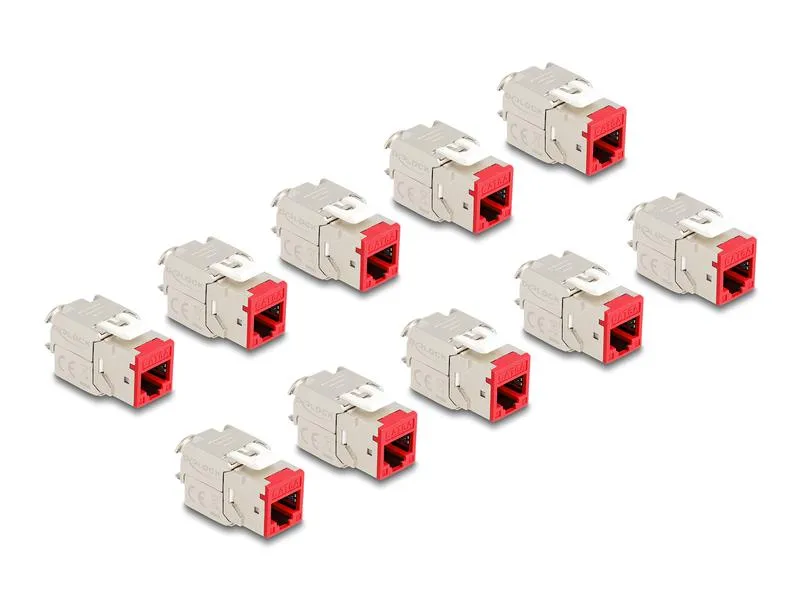 Delock Keystone-Modul RJ45 zu LSA Cat.6A Rot, 10 Stück Delock Keystone-Modul RJ45 zu LSA Cat.6A Rot, 10 Stück
