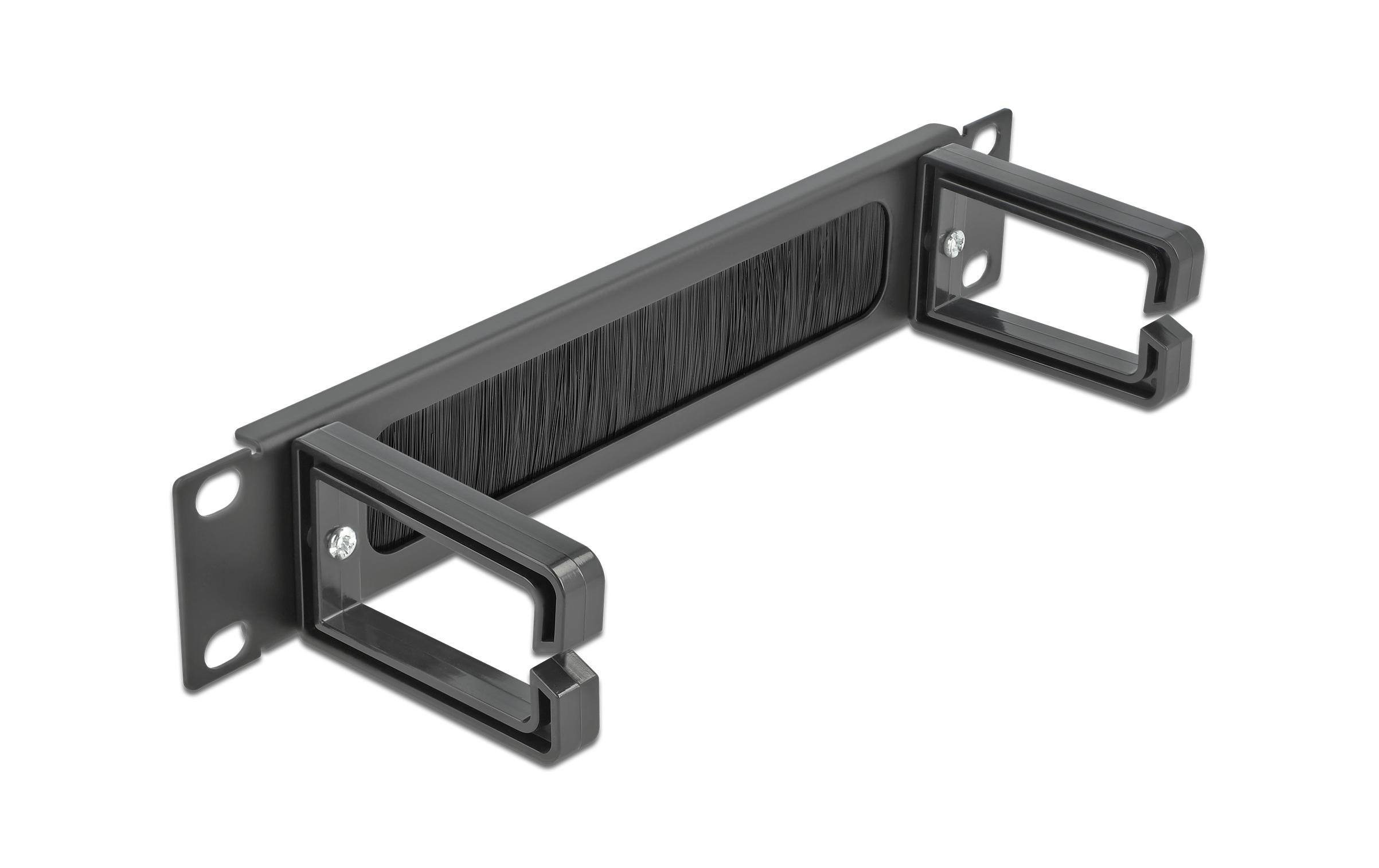 Delock Bürstenleiste mit 2 Bügeln, 1HE , Schwarz