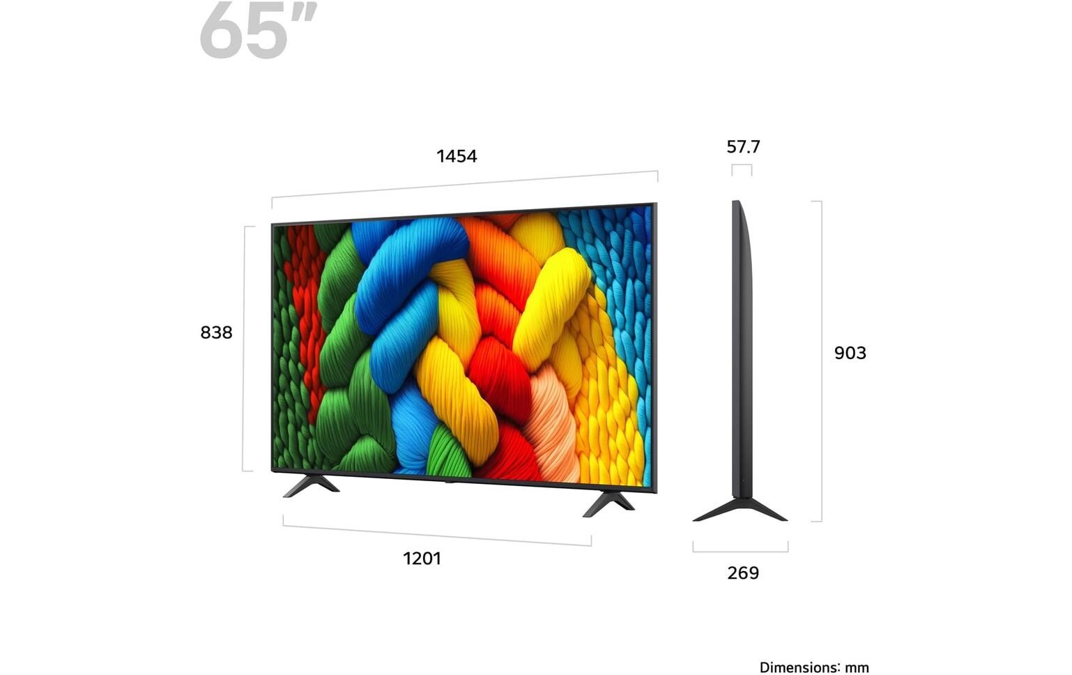 LG TV 65NANO80A6B 65, 3840 x 2160 (Ultra HD 4K), LED-LCD