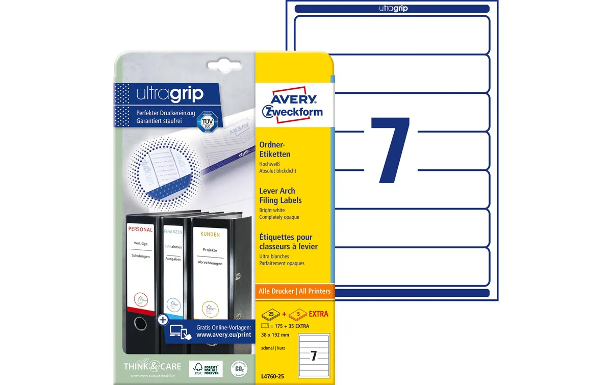 Avery Zweckform Ordneretiketten L4760 192 x 38 mm Avery Zweckform Ordneretiketten L4760 192 x 38 mm