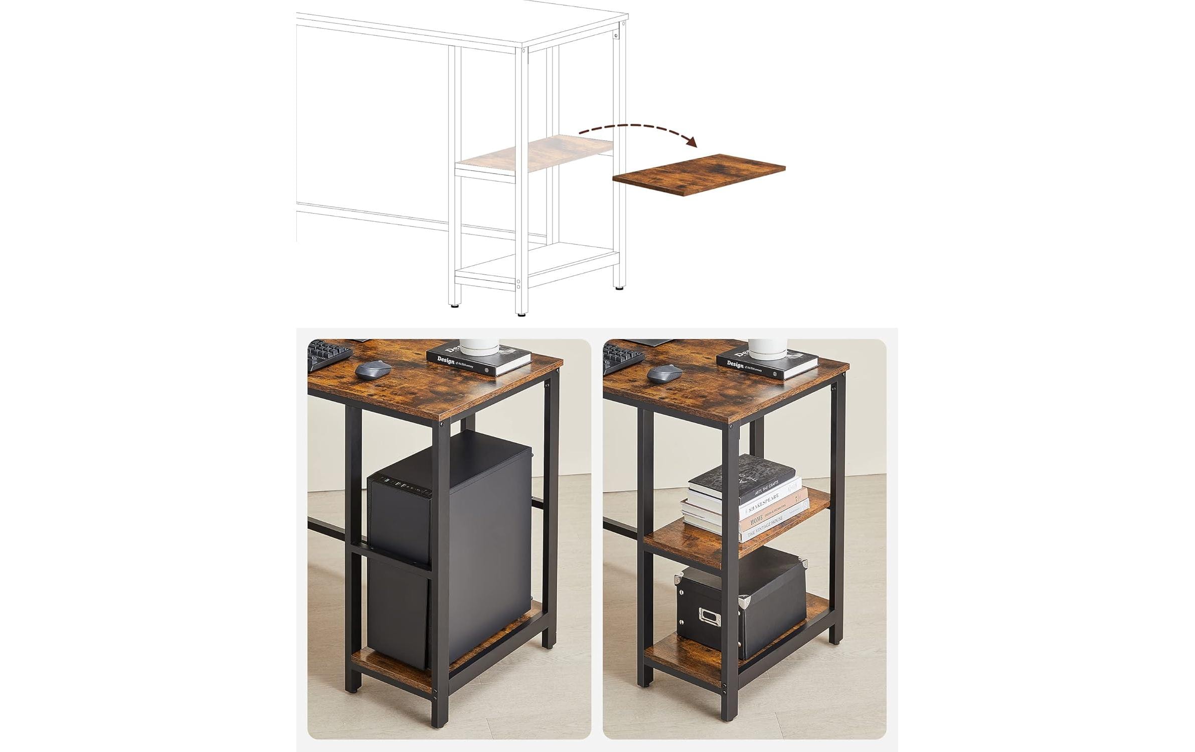 VASAGLE Tisch in L-Form 138 x 138 cm Braun