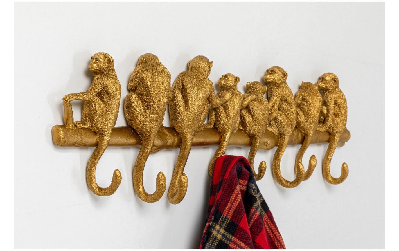 Kare Wandgarderobe Monkey 8 Haken, Gold Kare Wandgarderobe Monkey 8 Haken, Gold