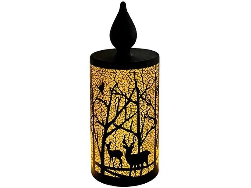 Dameco LED Glas Deko Kerze sz, Waldmotiv, 10 LED Dameco LED Glas Deko Kerze sz, Waldmotiv, 10 LED