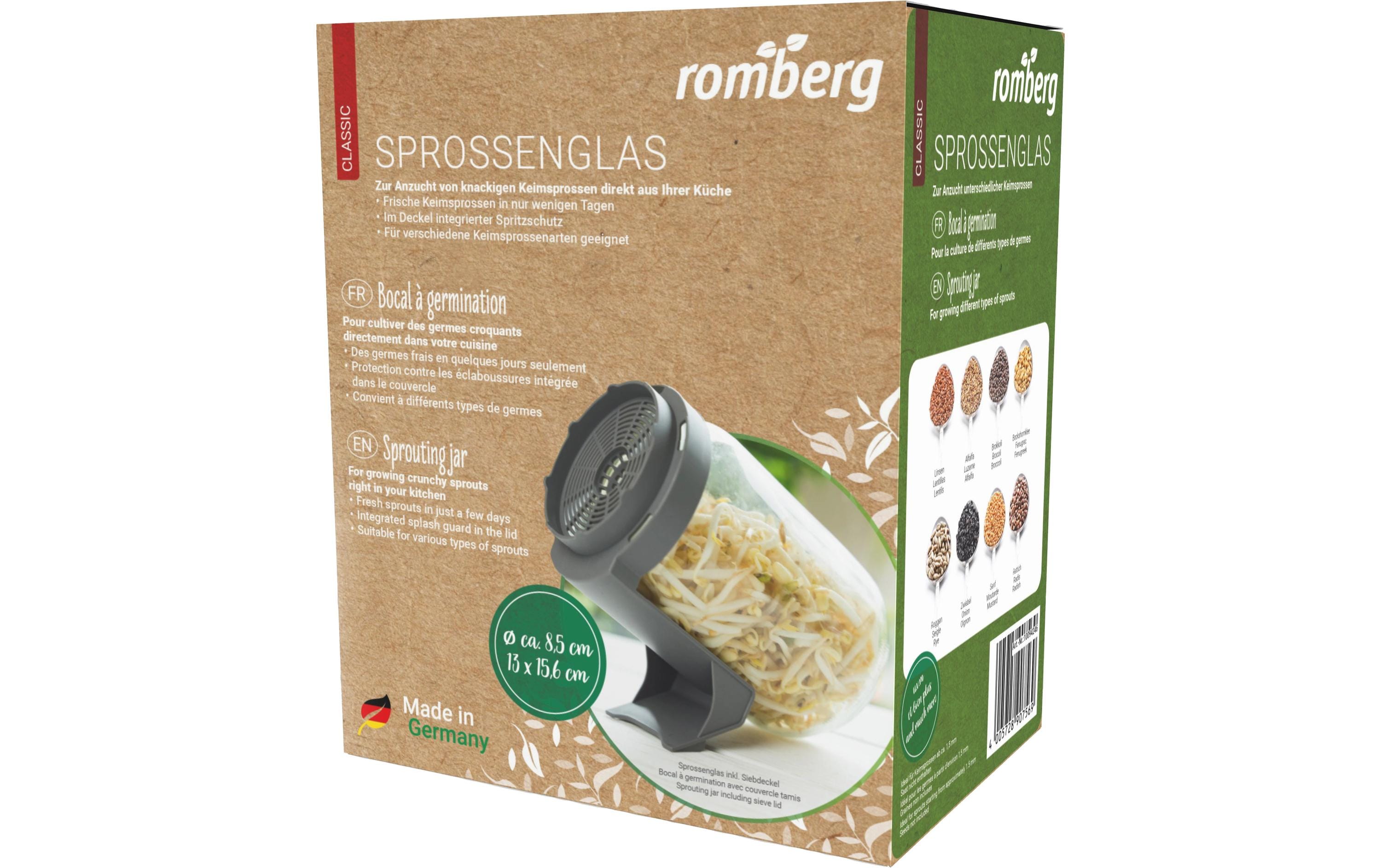 Romberg Sprossenglas mit Siebdeckel, 720 ml