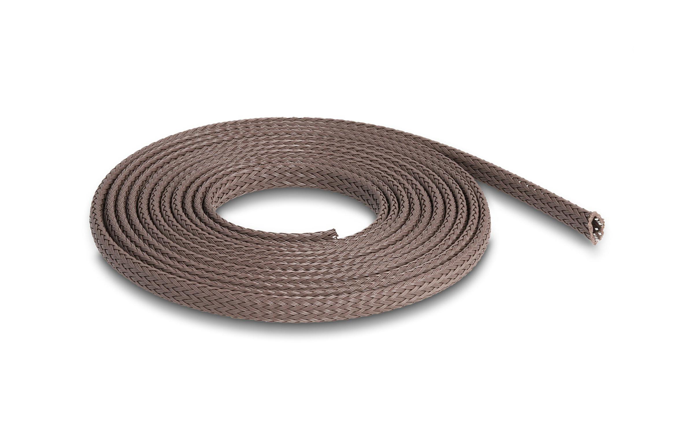 Delock Geflechtschlauch nagerfest, 2 m x 6 mm Braun Delock Geflechtschlauch nagerfest, 2 m x 6 mm Braun
