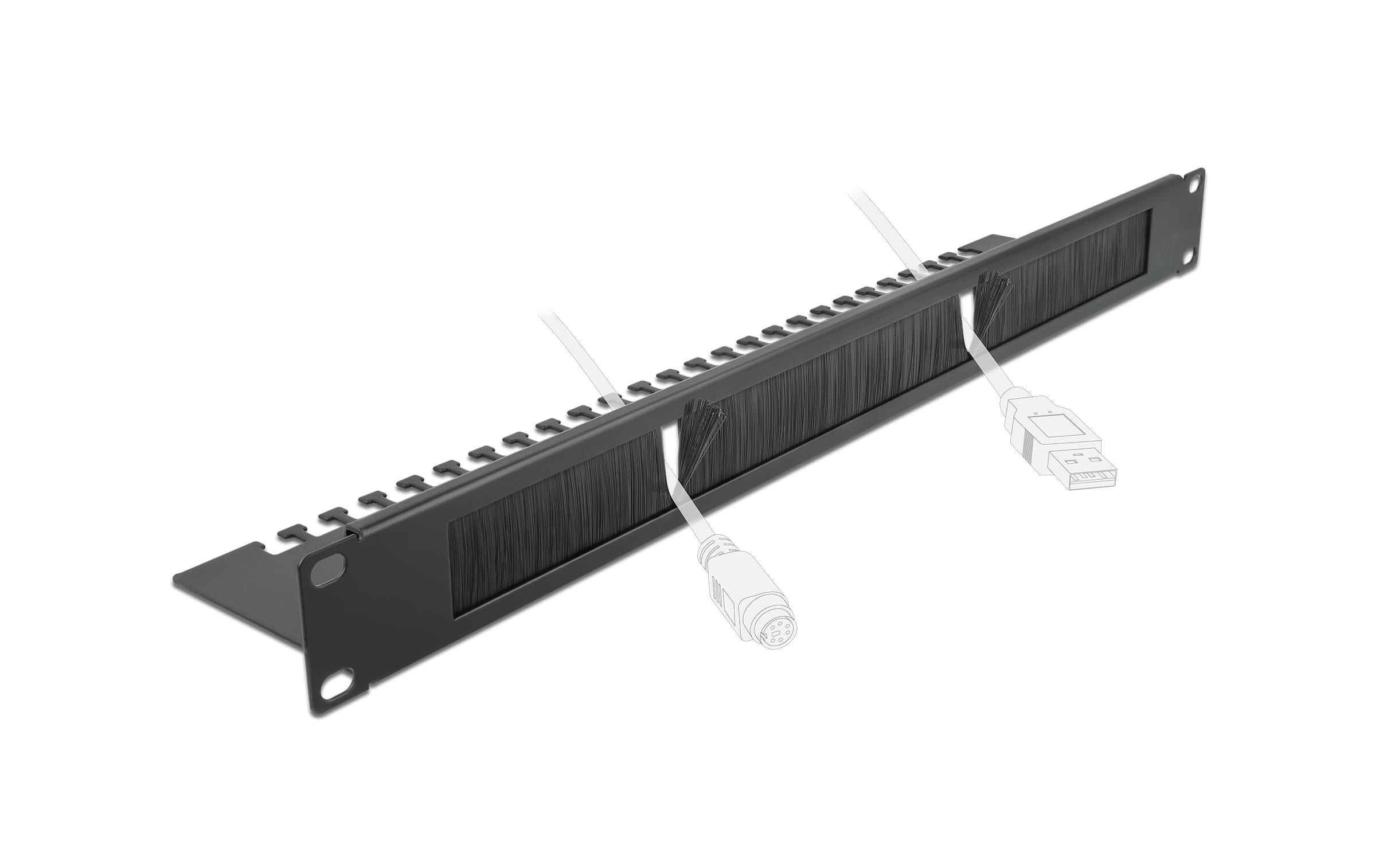 Delock Bürstenleiste 66484 19 Rack, Schwarz