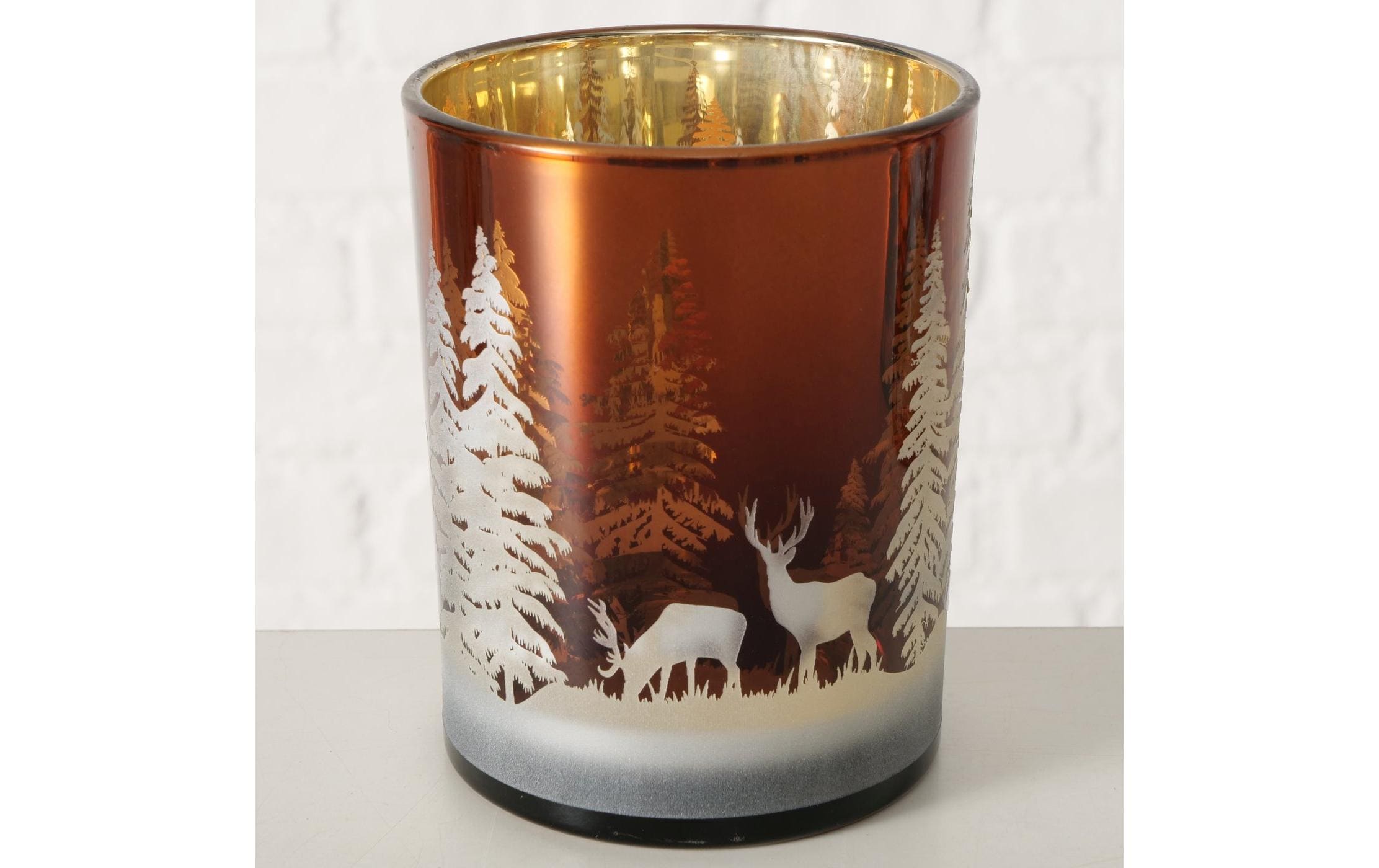 Boltze Weihnachtswindlicht Lorel Glas, 12.5 x 10 cm