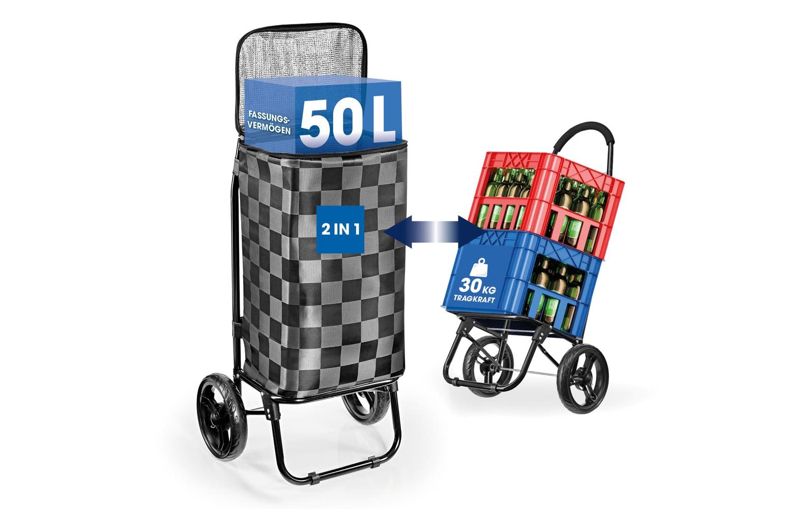 EASYmaxx Einkaufstrolley 52 l, Schwarz / Grau