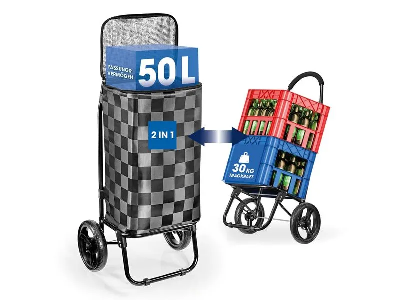 EASYmaxx Einkaufstrolley 52 l, Schwarz / Grau