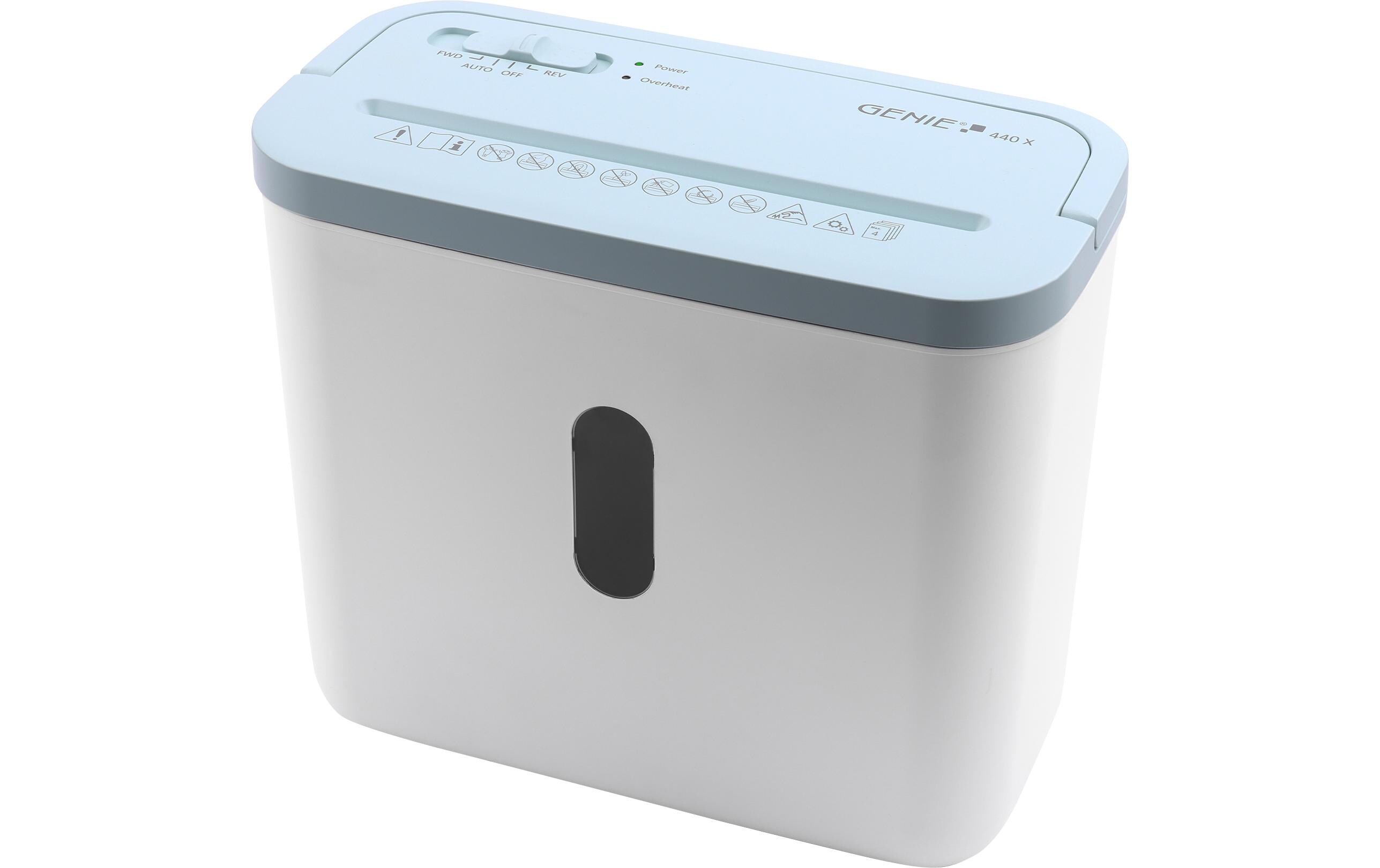 Genie Aktenvernichter 440X Weiss/Blau P4, 4 Blatt Genie Aktenvernichter 440X Weiss/Blau P4, 4 Blatt