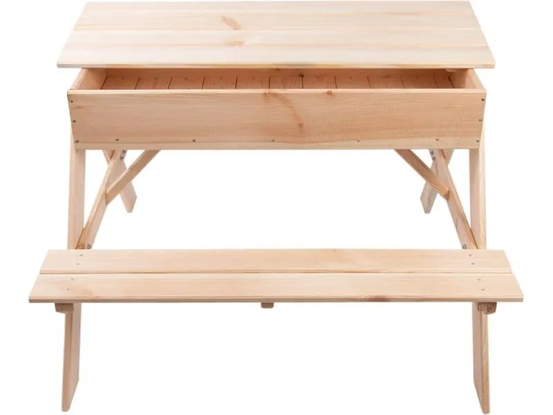 Esschert Design Picknicktisch mit Sandkasten Holz 93 x 88 x 60 cm