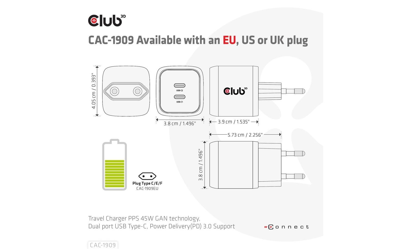 Club 3D USB-Wandladegerät CAC-1909
