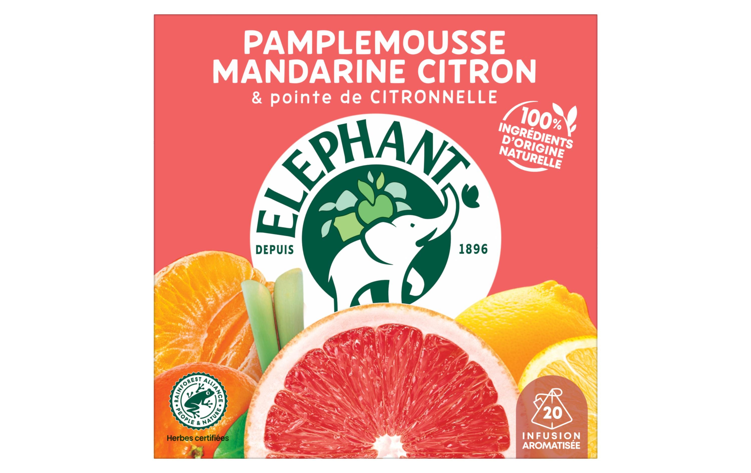 Eléphant Teebeutel Infusion Pamplemousse Mandarine Citron 20 Stück