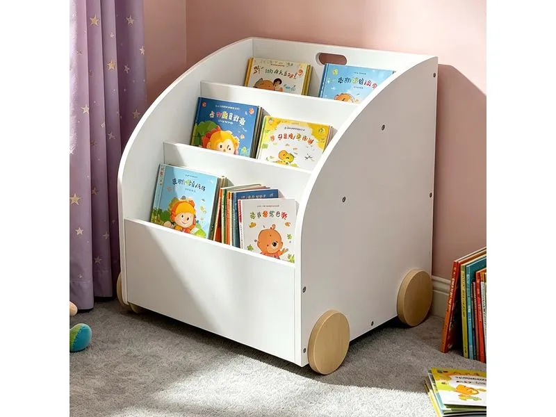 relaxdays Kinderregal MDF Weiss Natur mit Rollen und Geheimfach relaxdays Kinderregal MDF Weiss Natur mit Rollen und Geheimfach