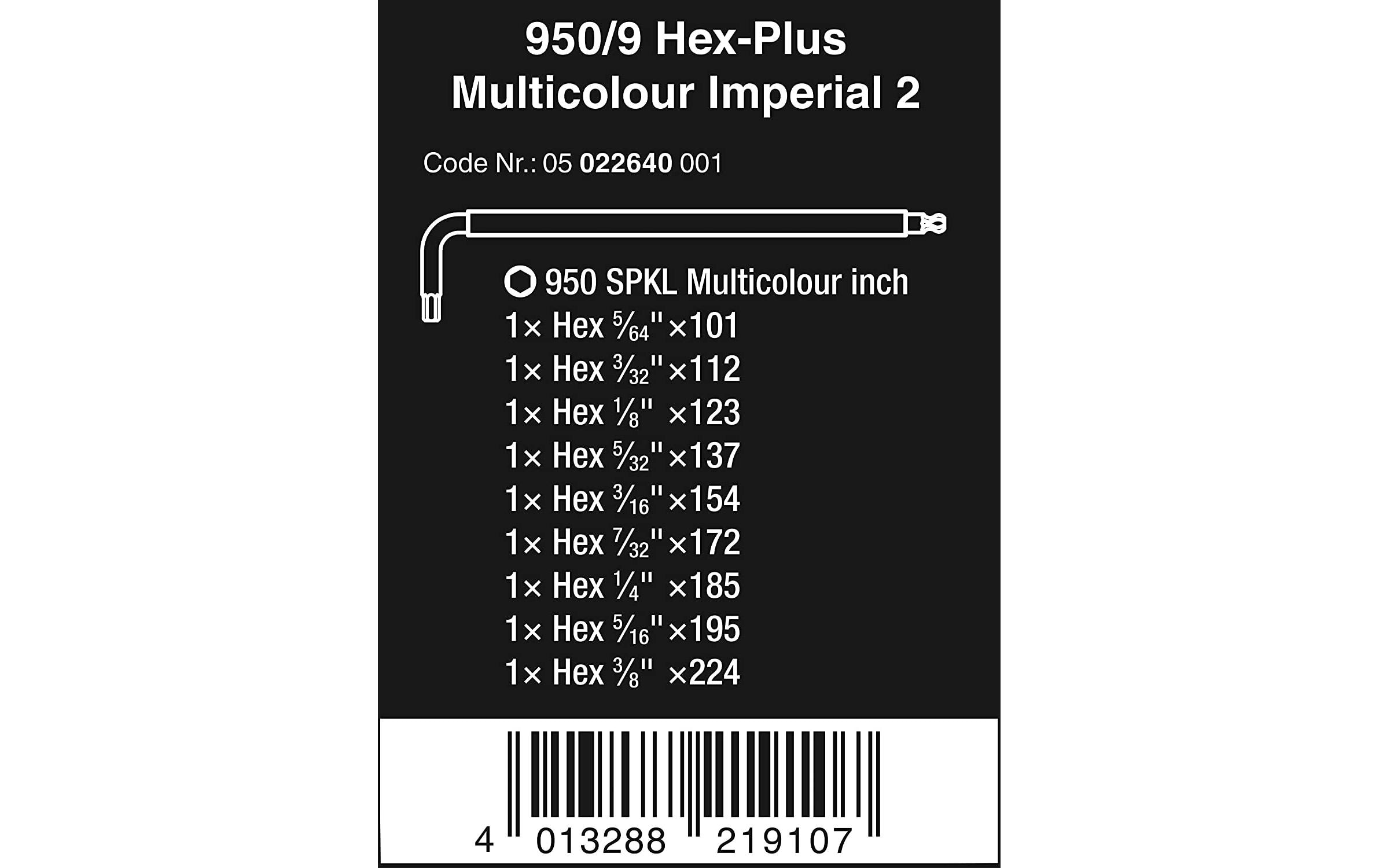 Wera Winkelschlüssel-Set 950/9 Hex-Plus Multicolour Imperial 2