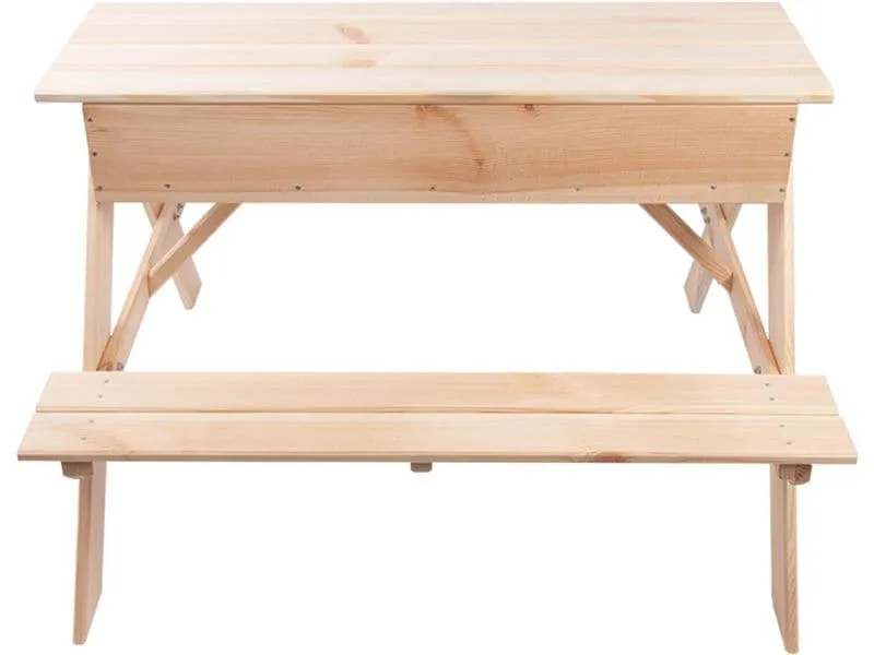 Esschert Design Picknicktisch mit Sandkasten Holz 93 x 88 x 60 cm