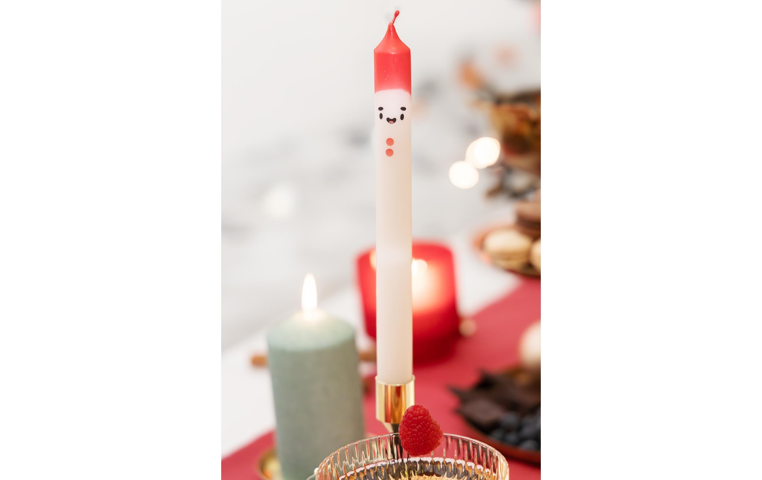 balthasar Weihnachtskerze Santa 2 Stück, Rot