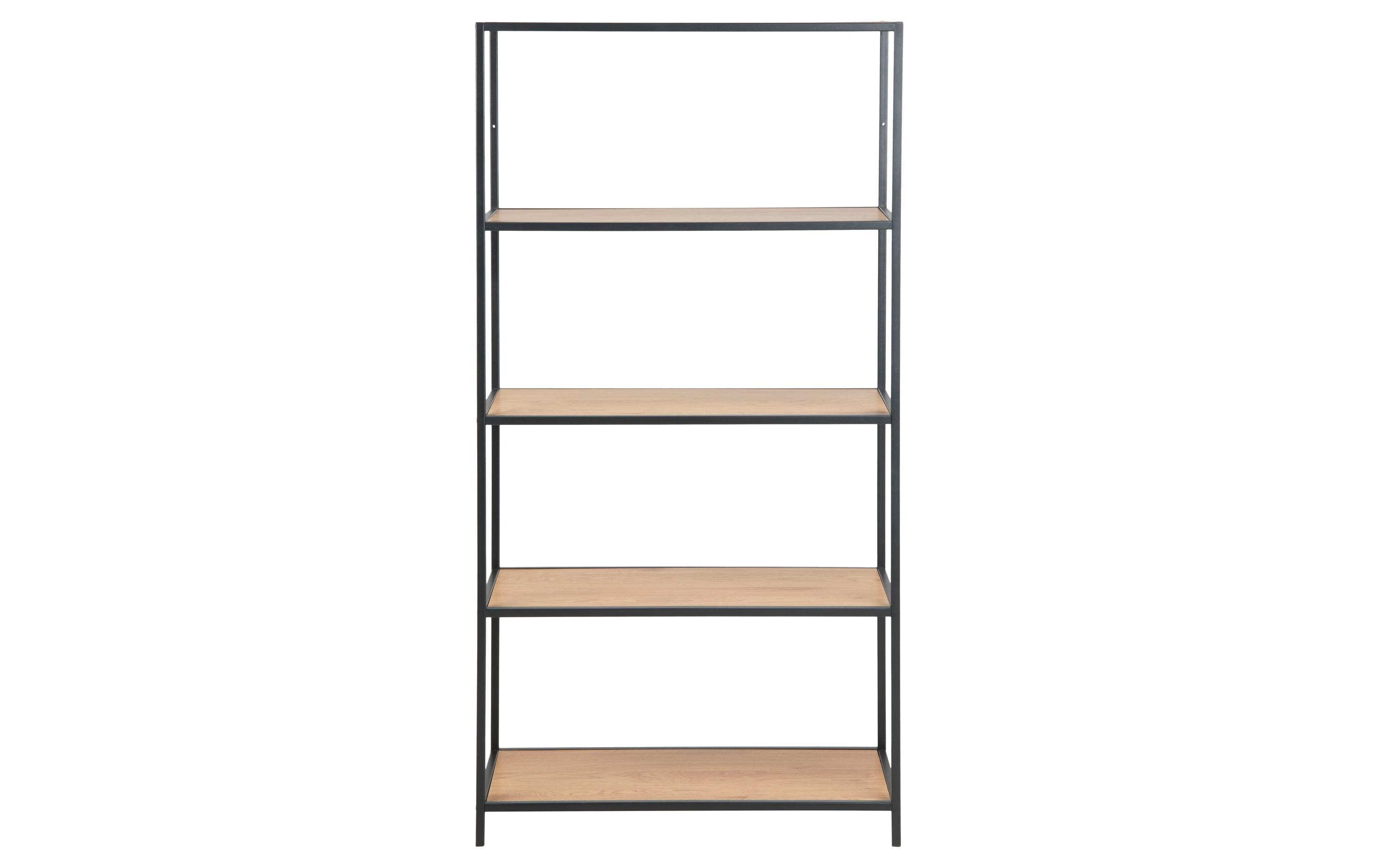 AC Design Regal Seaford 77 x 35 x 150 cm, Eiche/Schwarz matt