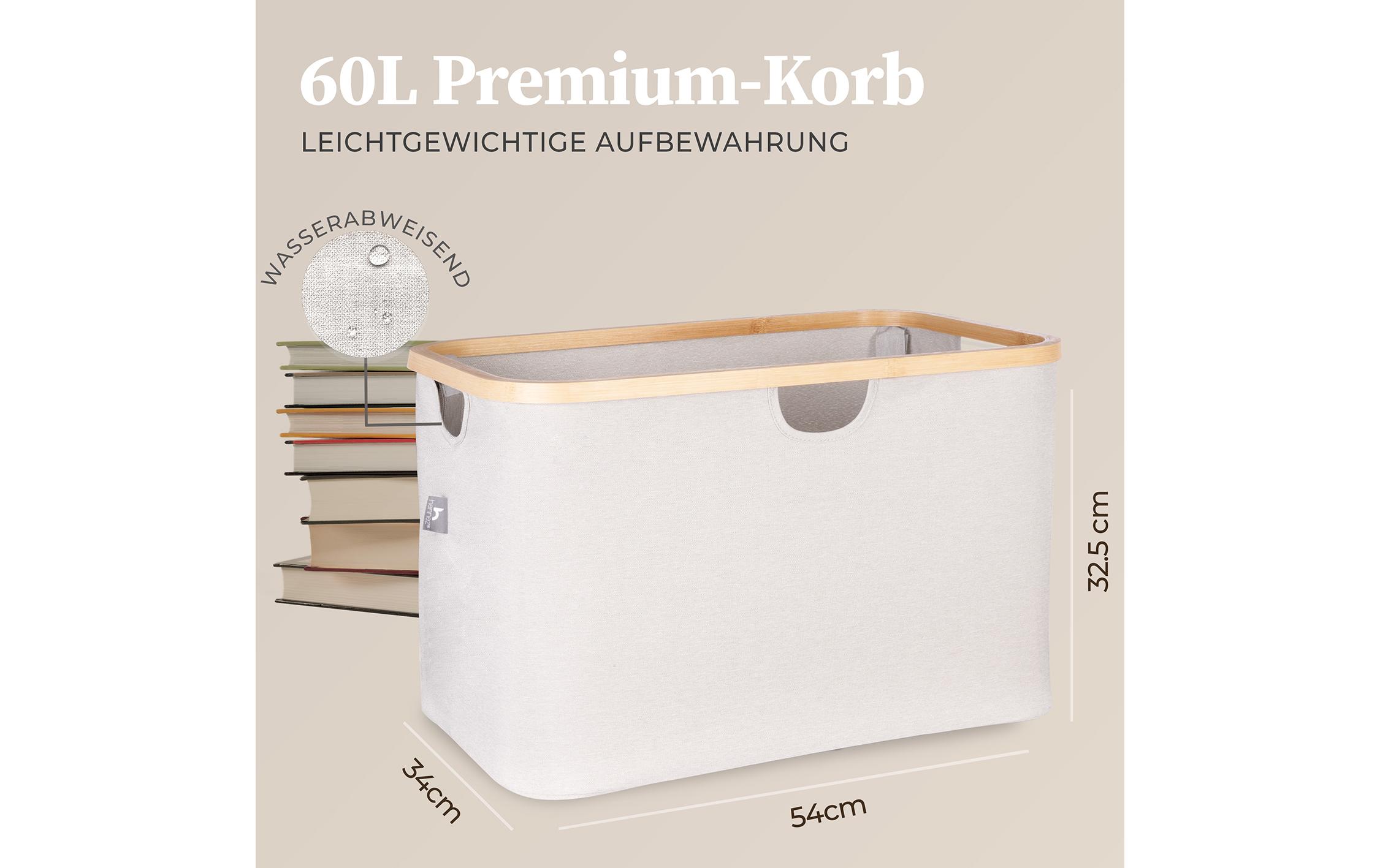 Hennez Wäschekorb Adrian 60 l, Beige/Nature