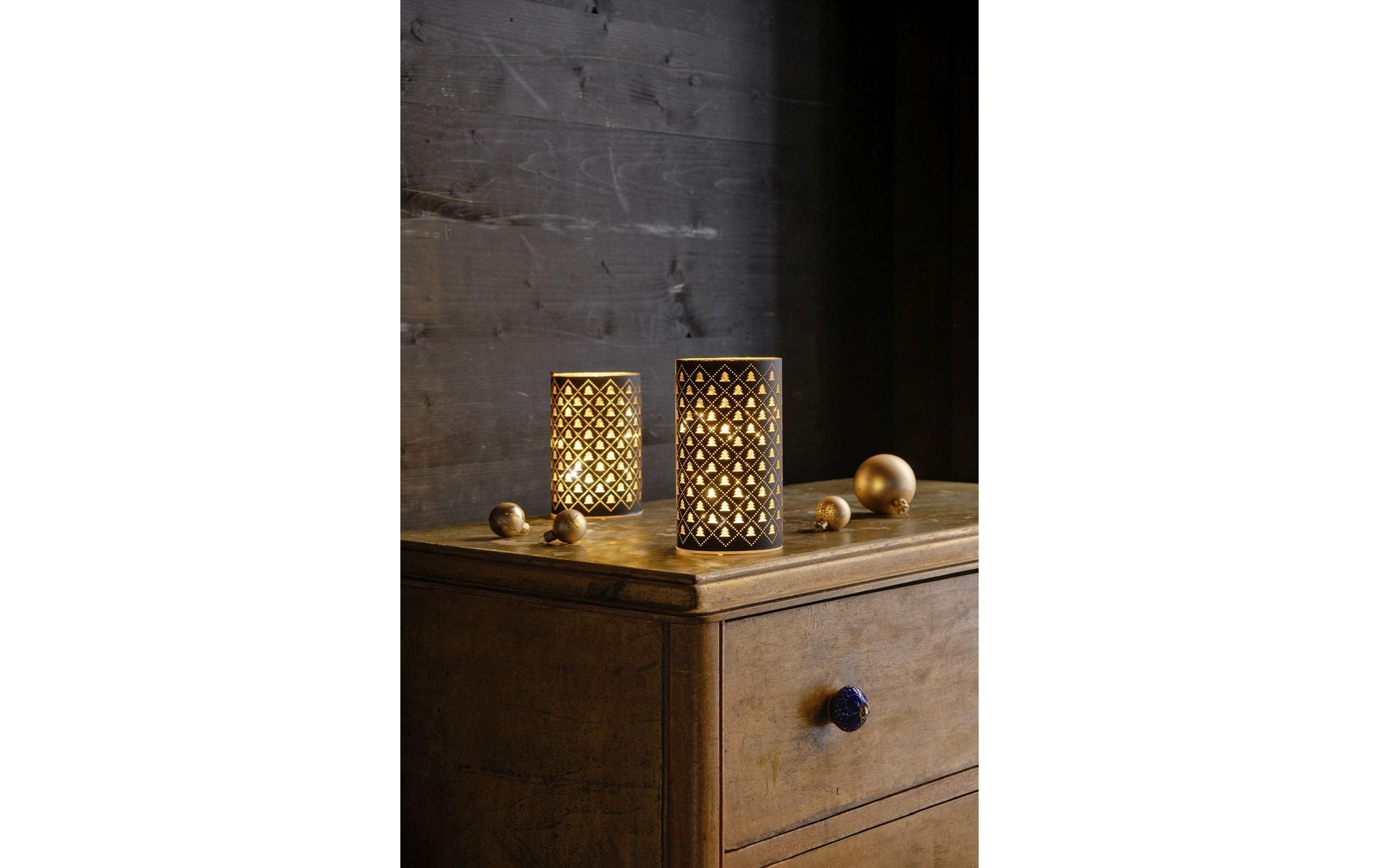 STT Windlicht Glas Tree 14 cm, Schwarz