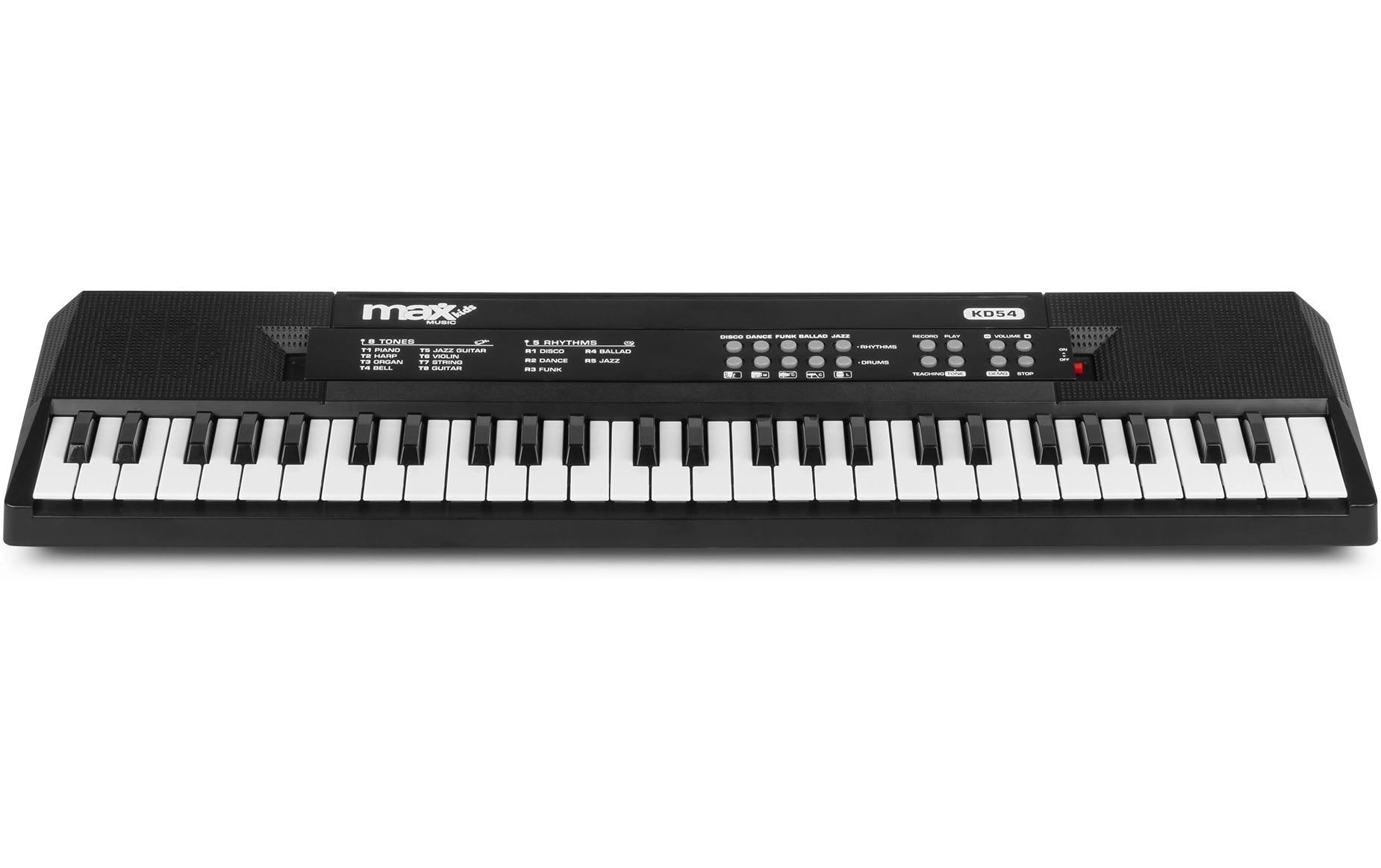 MAX Keyboard KD54 Tragbares Kinderkeyboard mit Mikrofon Schwarz