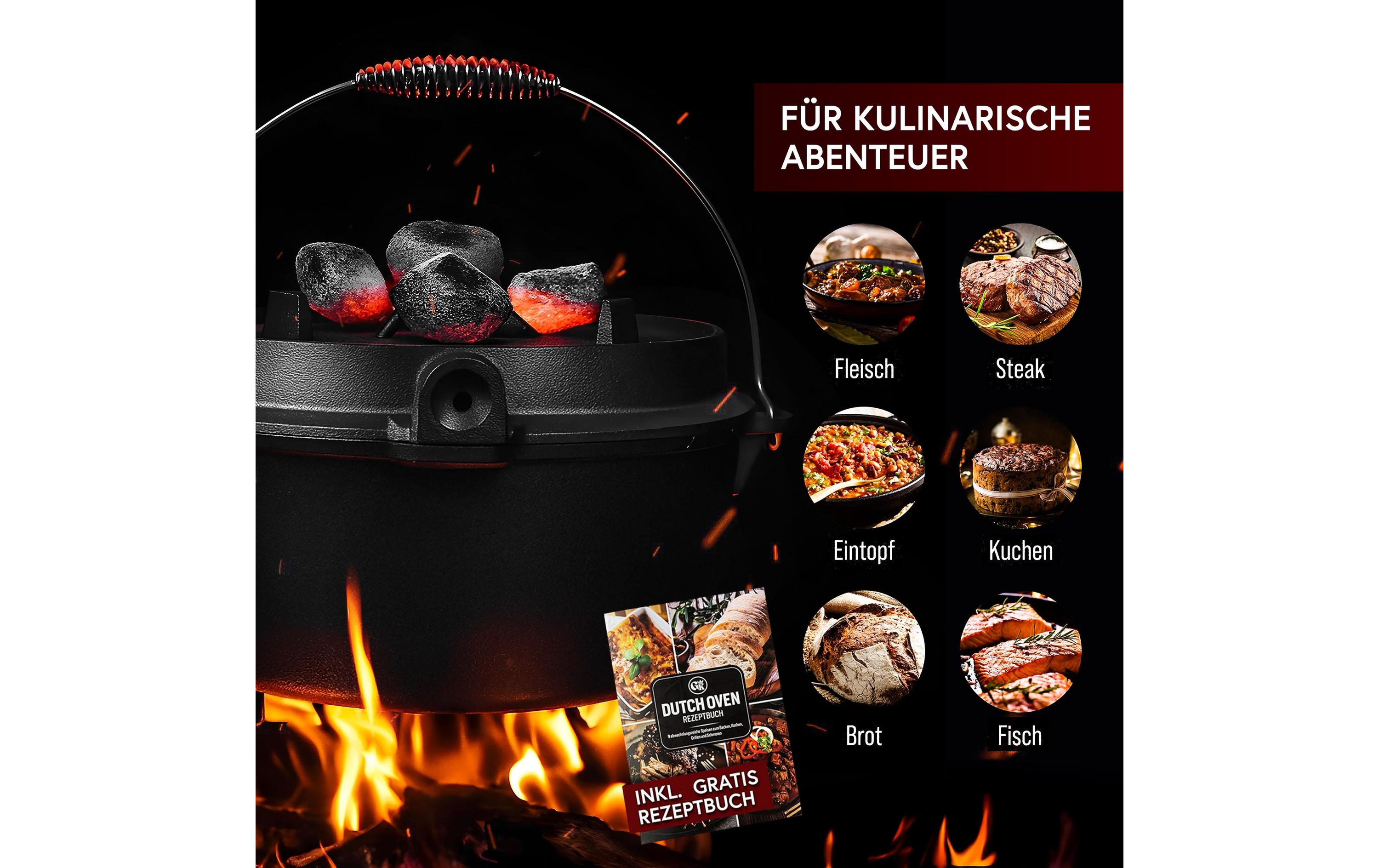 Gusskoenig Dutch Oven Set 4.5 l mit 2in1 Deckelheber ohne Füsse