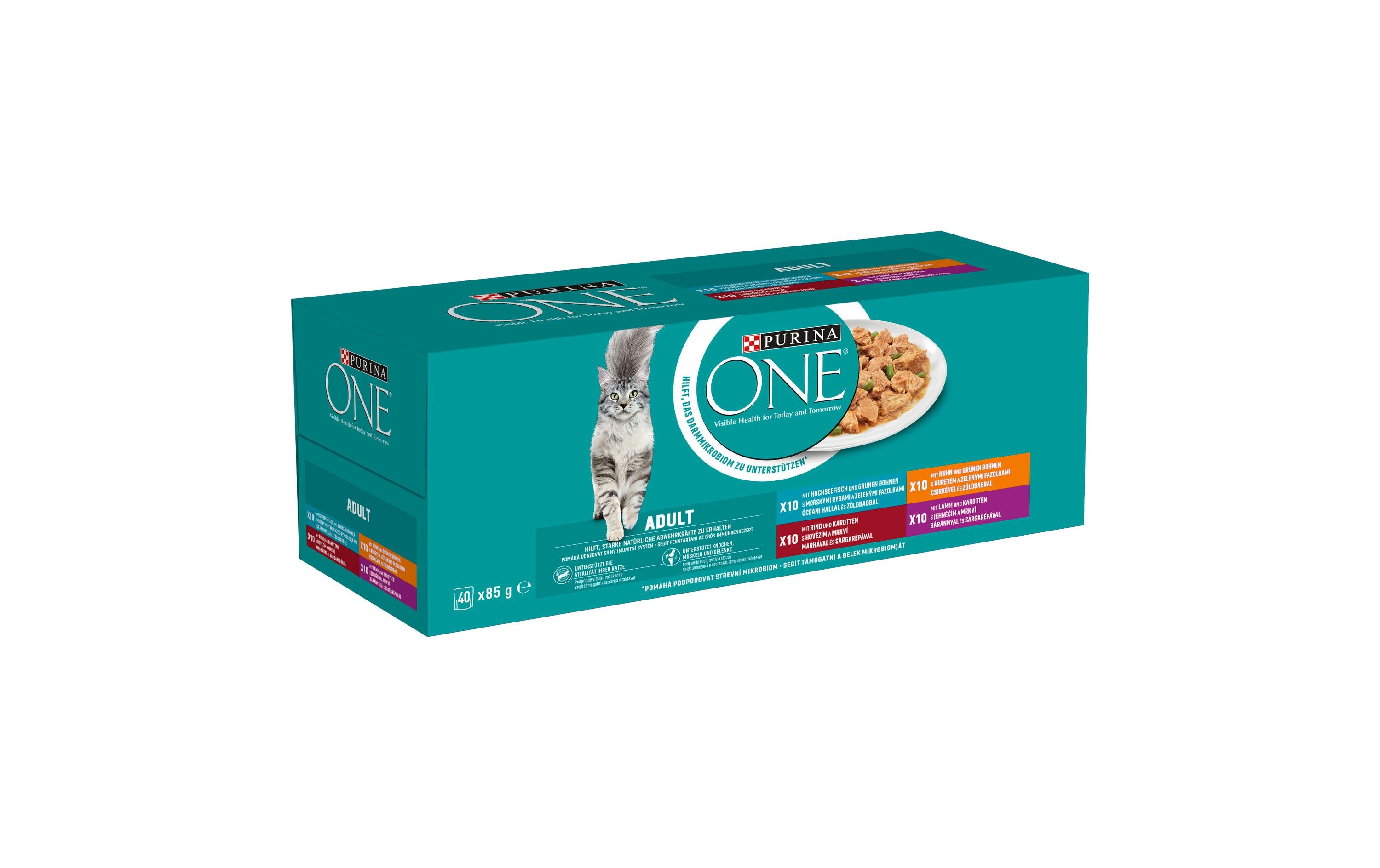 Purina ONE Nassfutter Adult Huhn, Hochseefisch, Rind & Lamm, 40 x 85 g Purina ONE Nassfutter Adult Huhn, Hochseefisch, Rind & Lamm, 40 x 85 g