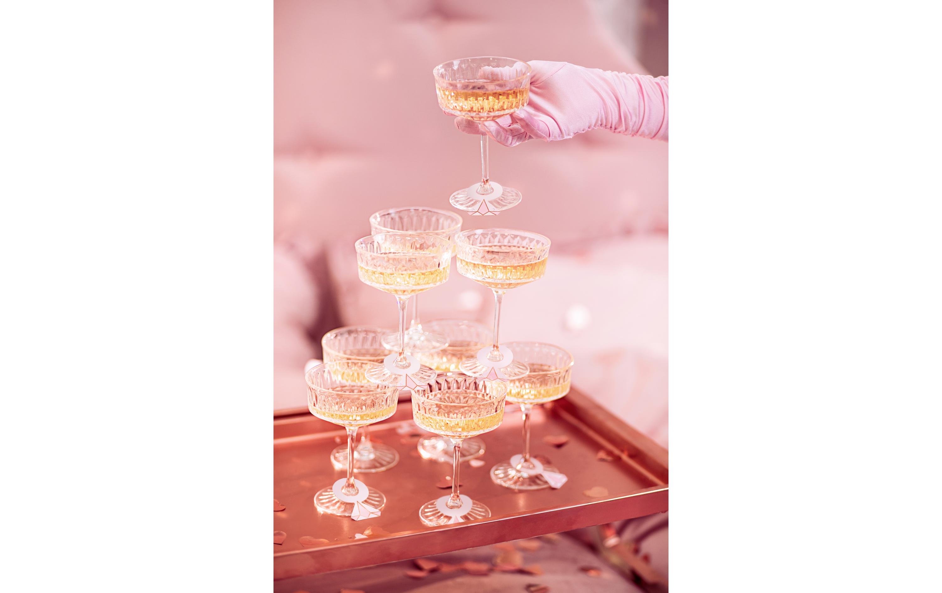 Partydeco Glasmarkierer Ringe Hellrosa