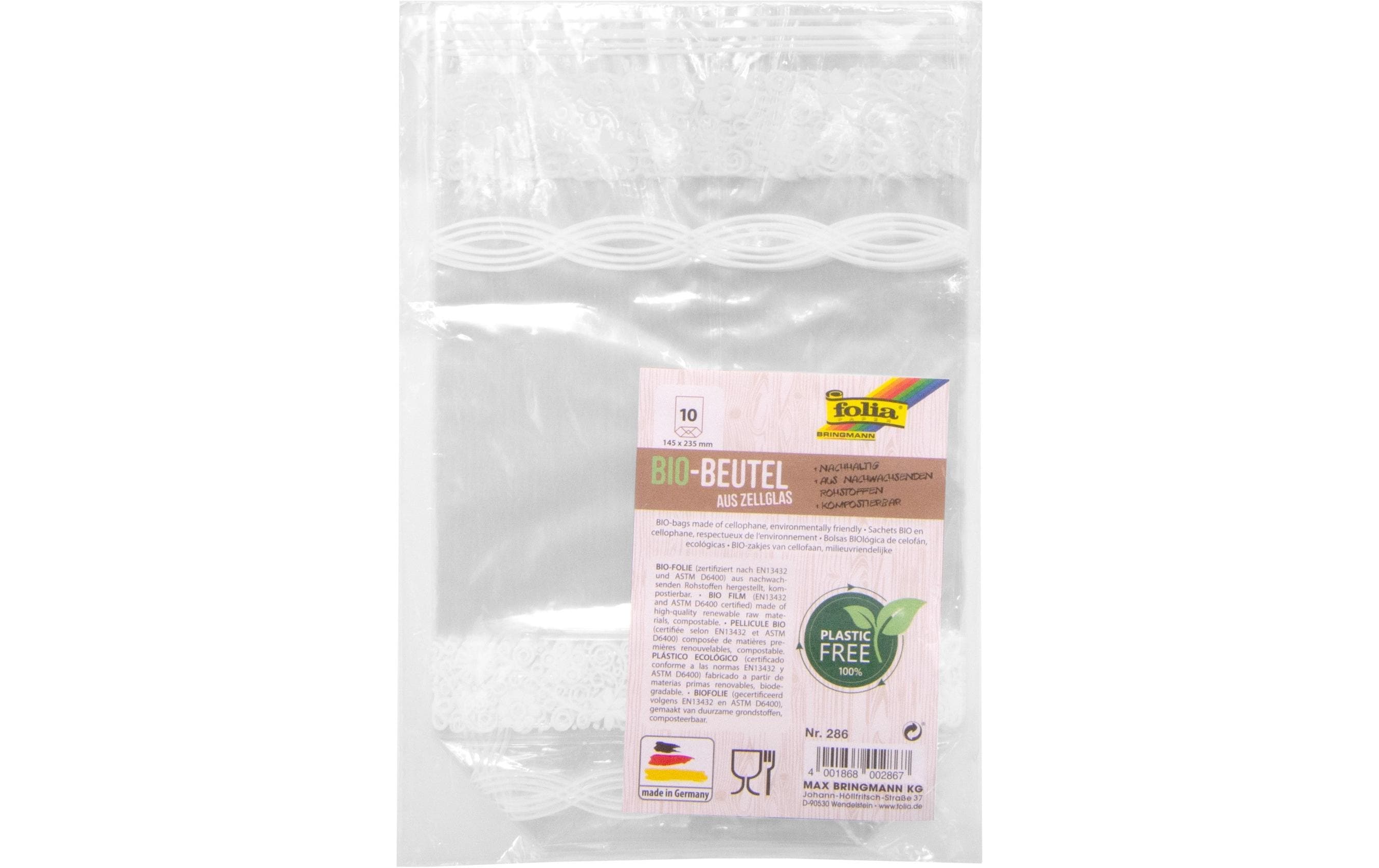 Folia Klarsichttüte Bio mit Boden 145 x 235 mm, 10 Stück