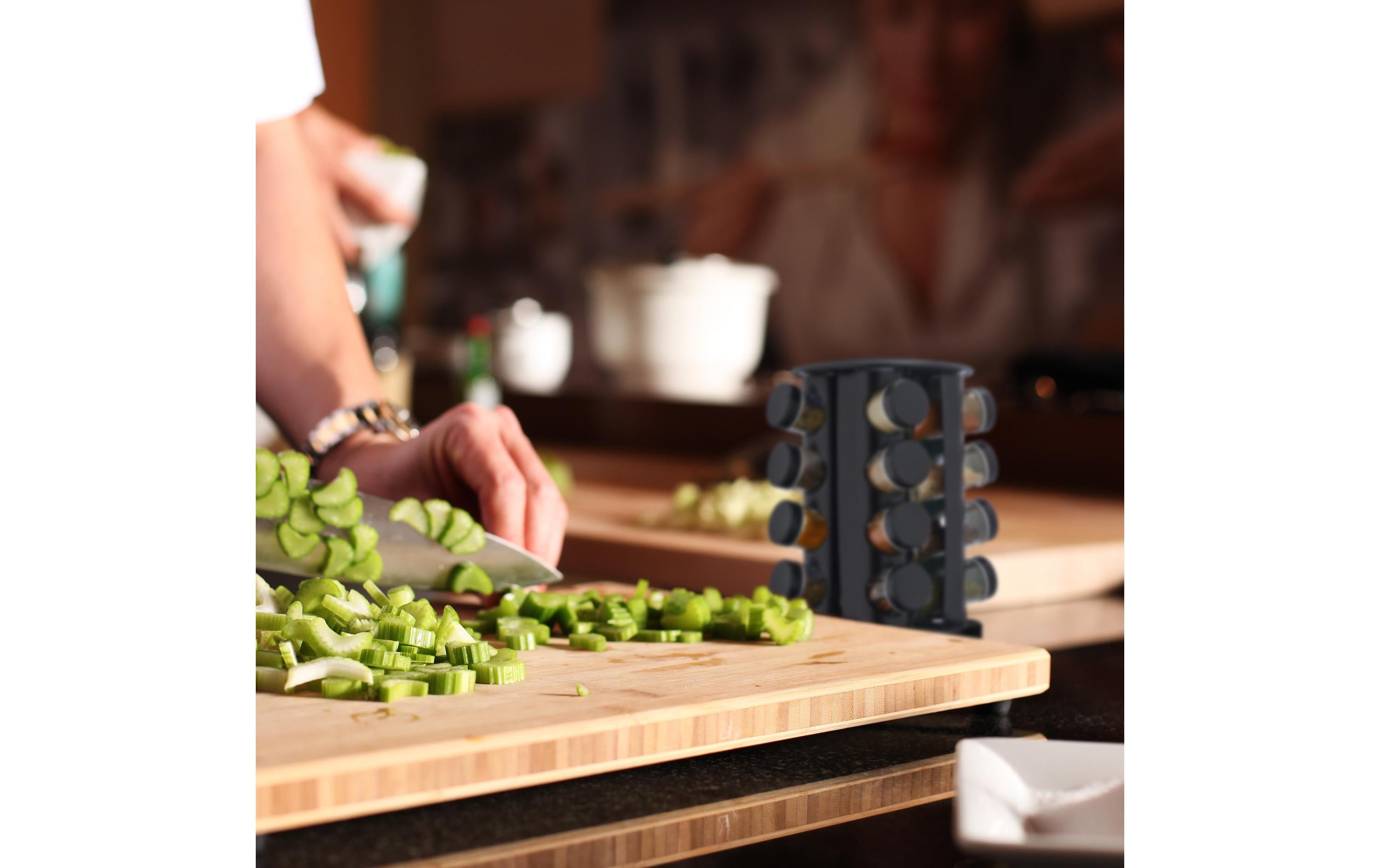 relaxdays Gewürzkarussell 16er Set Schwarz/Transparent