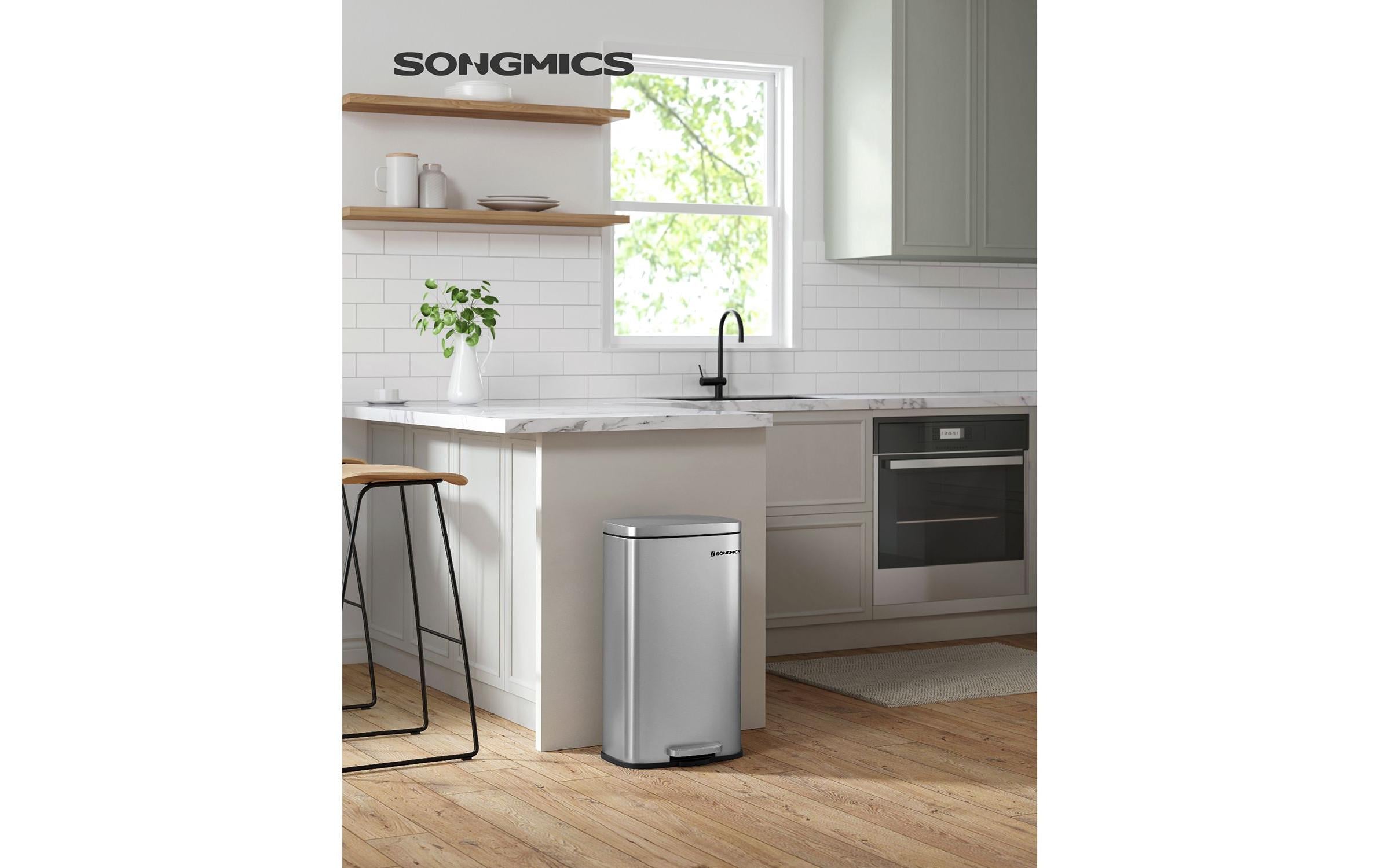 Songmics Abfalleimer mit Inneneimer 30 l, Silber Songmics Abfalleimer mit Inneneimer 30 l, Silber