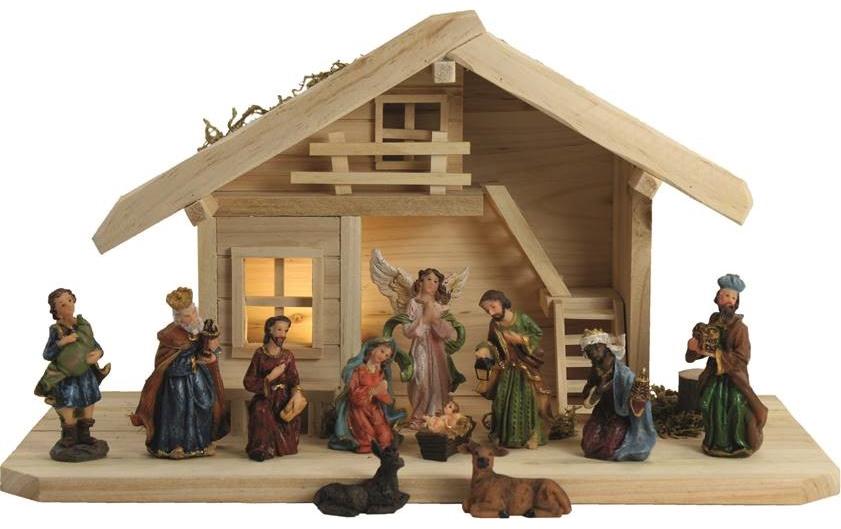 Botanic-Haus Krippe Stall mit Figuren 8 cm