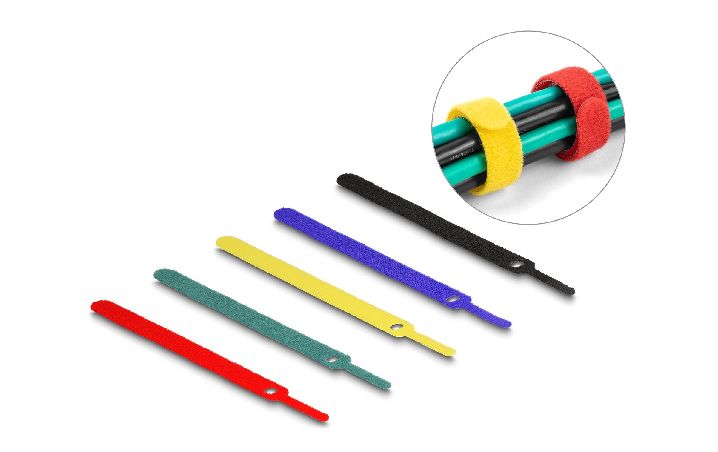 Delock Klettkabelbinder Mehrfarbig 150 mm x 12 mm, 10 Stück Delock Klettkabelbinder Mehrfarbig 150 mm x 12 mm, 10 Stück