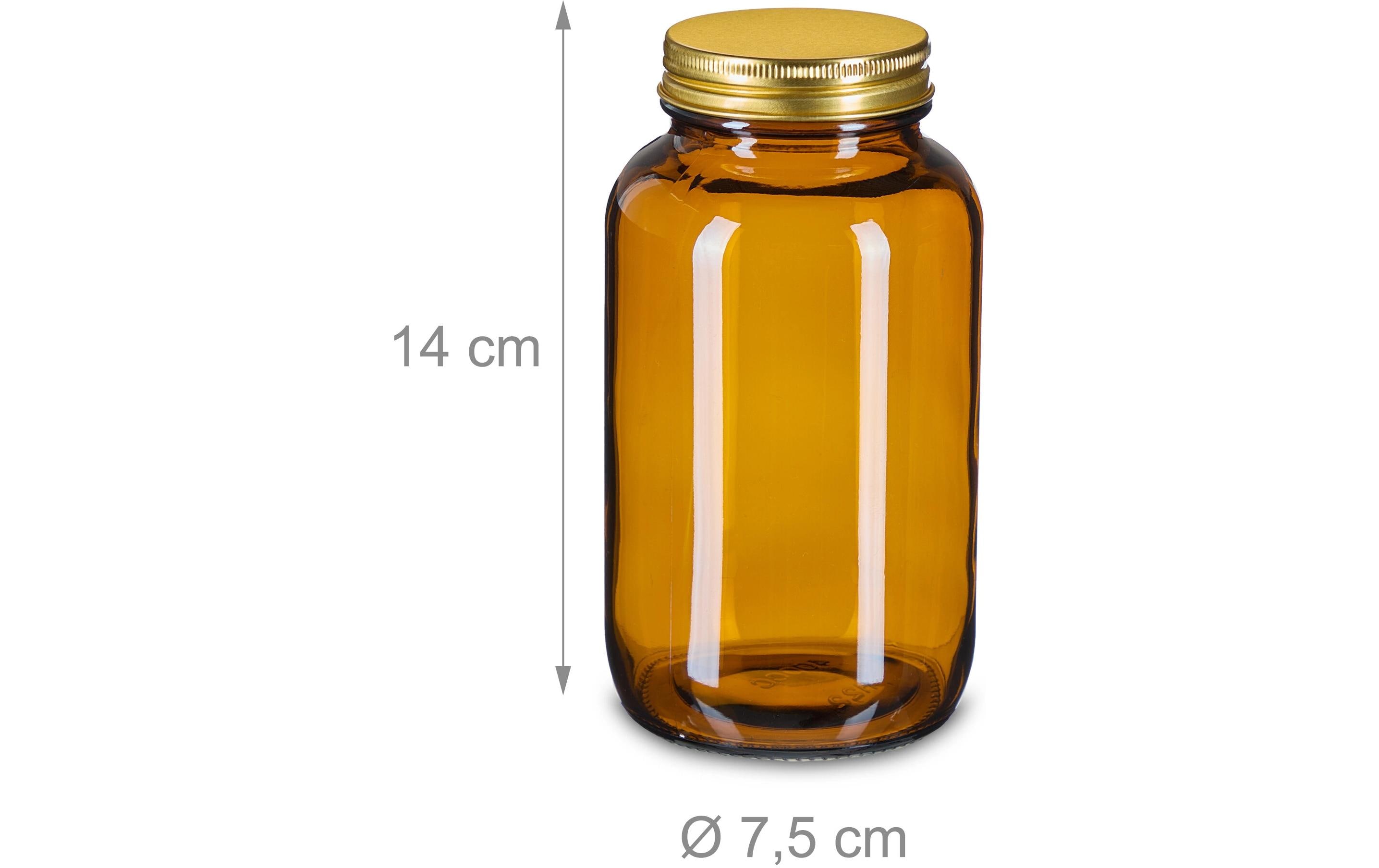 relaxdays Braungläser 4er Set 400 ml Braun/Gold