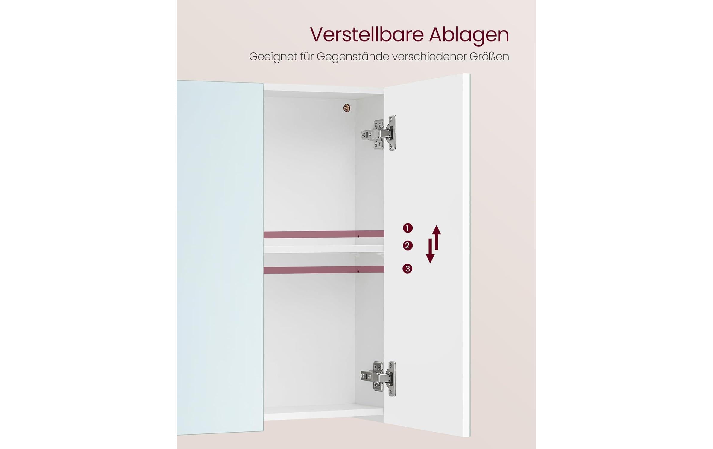 VASAGLE Spiegelschrank Weiss, 60 x 15 x 55 cm