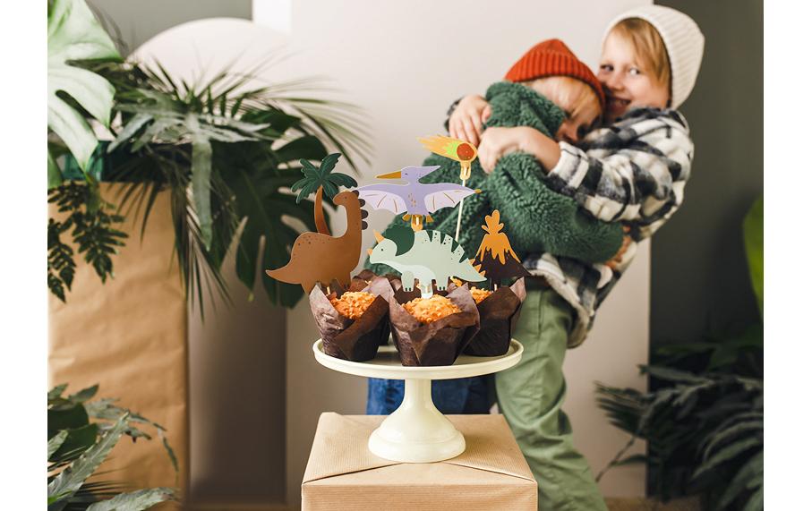 Partydeco Kuchen-Topper Dinosaurier mix, 8-12 cm, 6 Stück