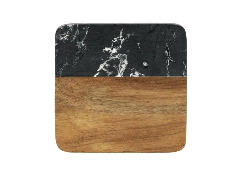 Wenko Glasuntersetzer Atami 10 x 10 cm, 4 Stück, Braun/Schwarz