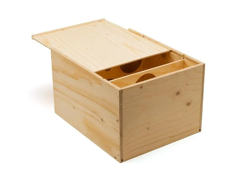 Weizenkorn Aufbewahrungskiste Weinflaschen, Holz, Hellbeige Weizenkorn Aufbewahrungskiste Weinflaschen, Holz, Hellbeige