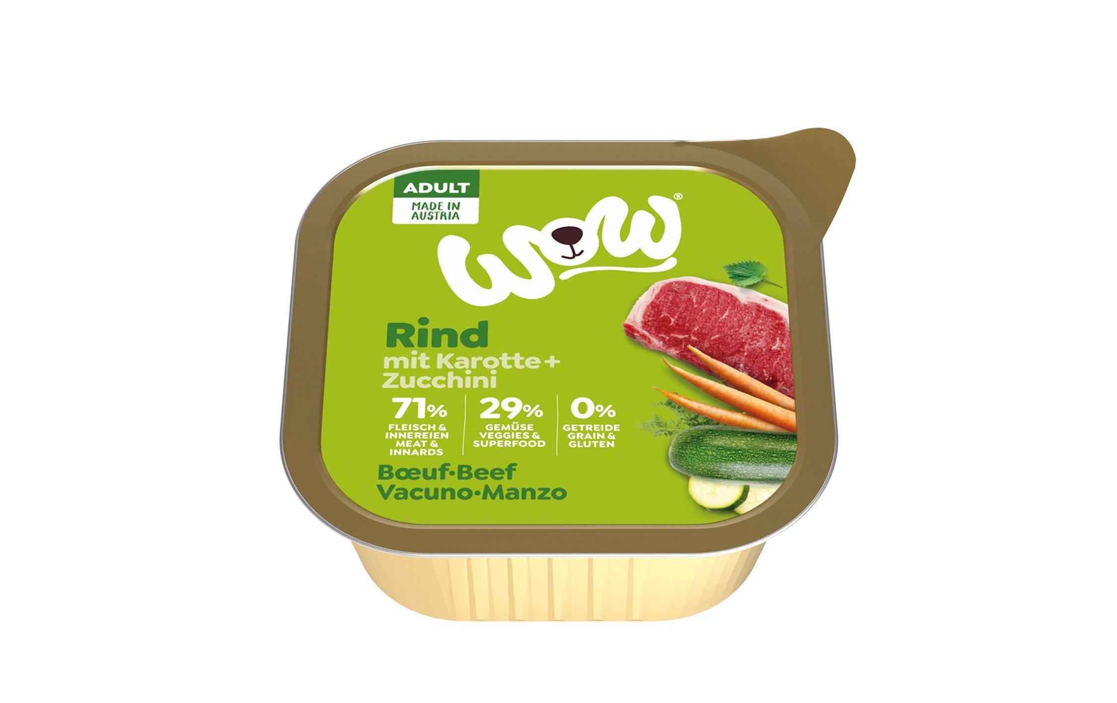 WOW Nassfutter Adult Rind Schale, 11 x 150 g