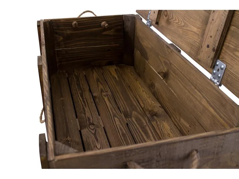 Holz Zollhaus Truhe Vintage Braun, 85 x 40 cm