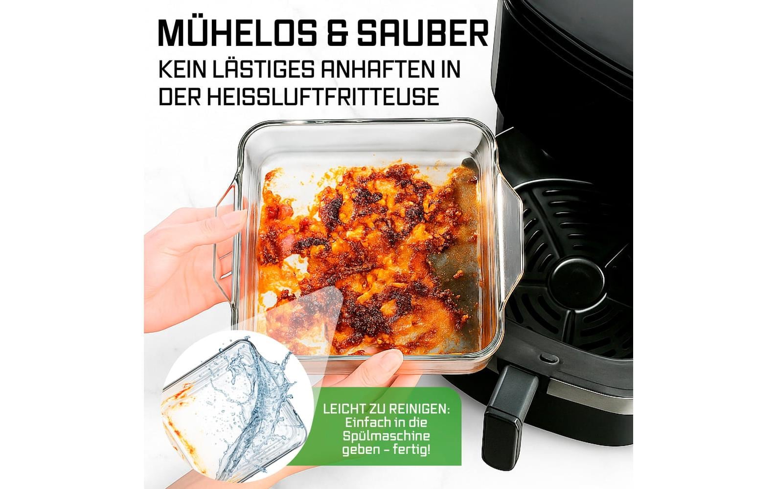 GOURMETmaxx Auflaufform Eckig, Transparent, 800 ml