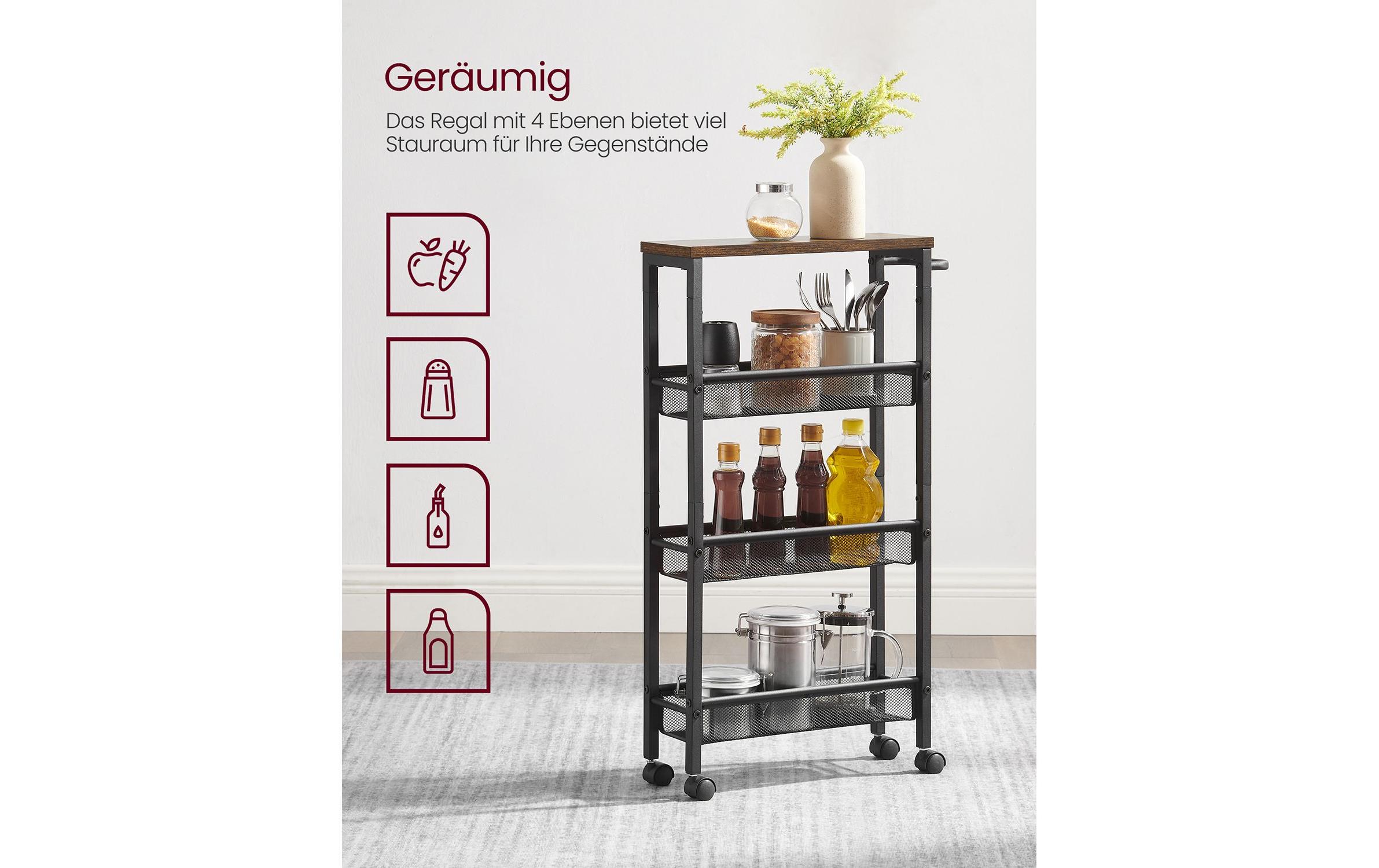 VASAGLE Küchenwagen 45.4 x 77 x 13 cm, Schwarz