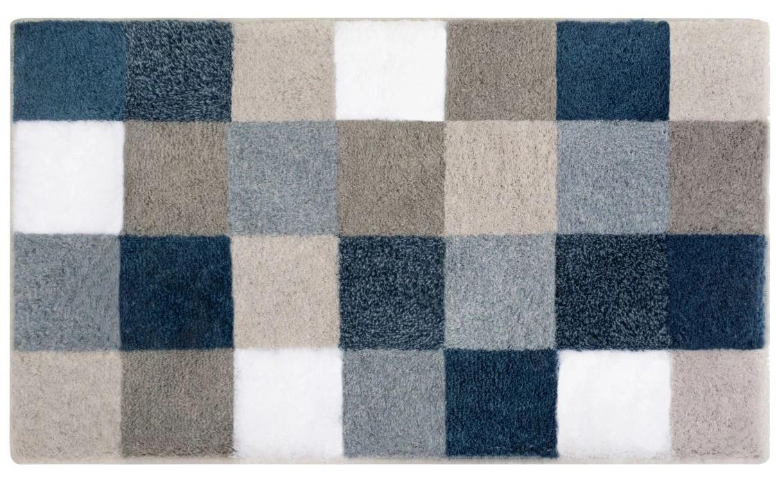 Kleine Wolke Badteppich Caro 70 x 120 cm, Marineblau/Blau/Grau/Weiss