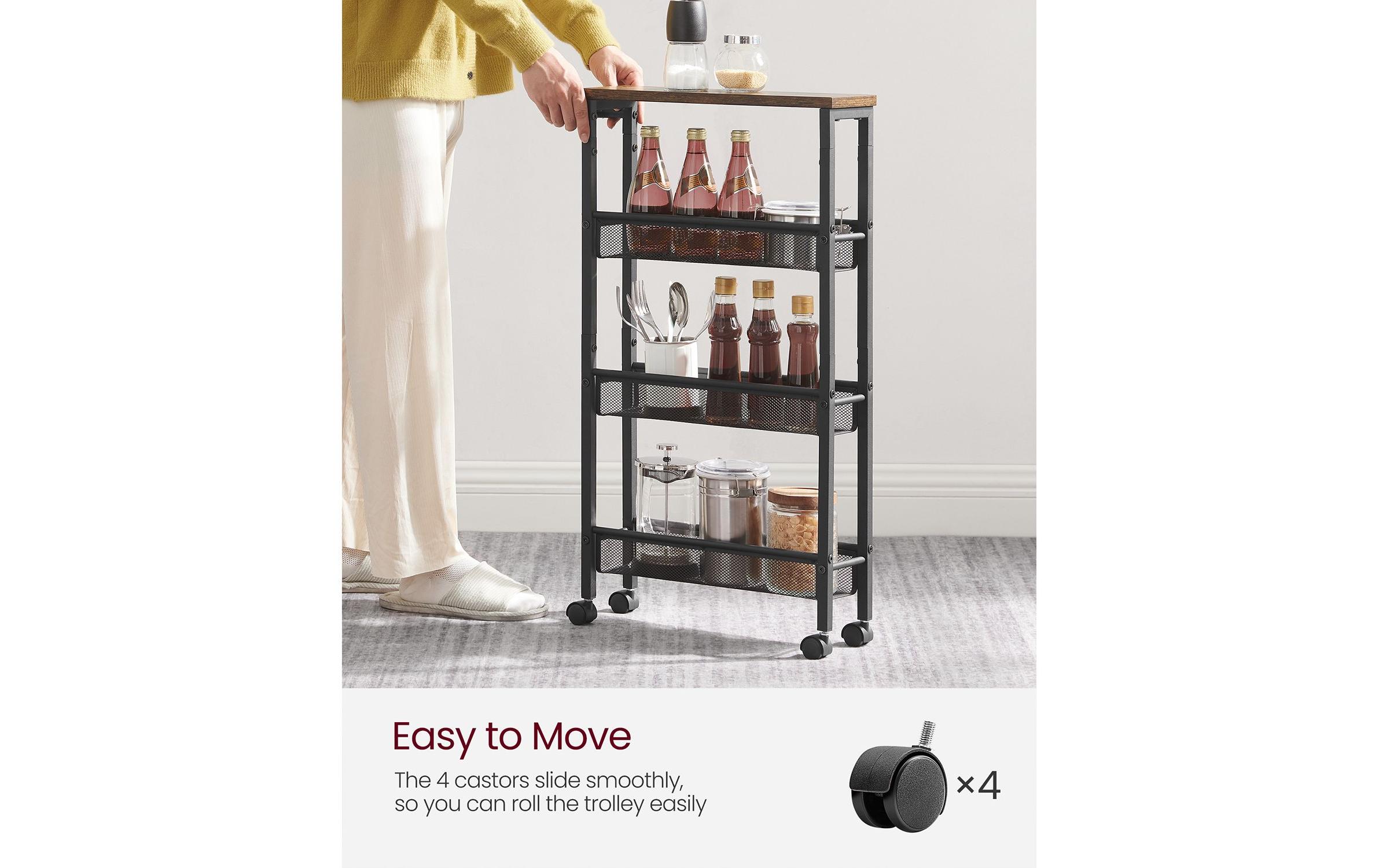 VASAGLE Küchenwagen 45.4 x 77 x 13 cm, Schwarz