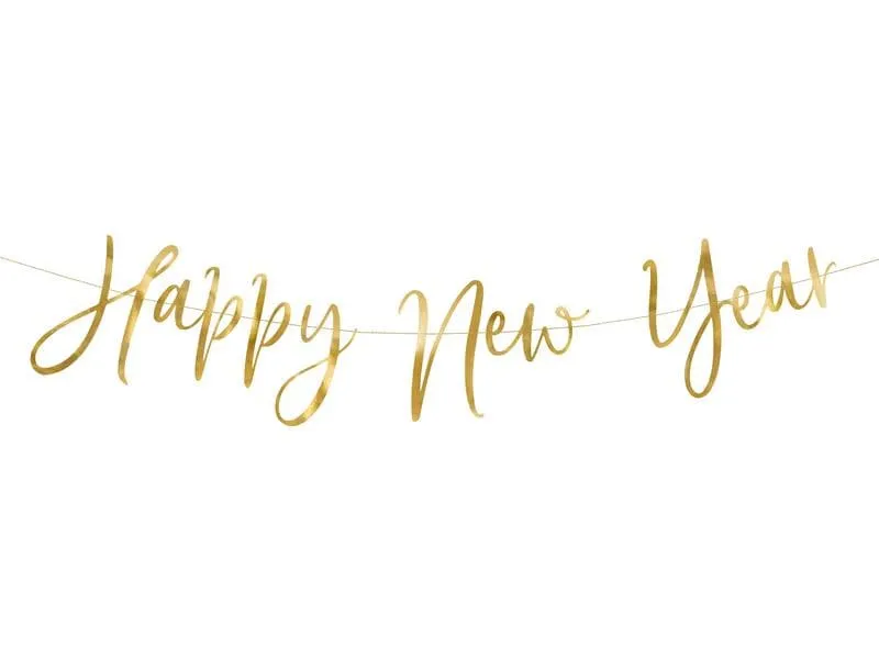 Partydeco Girlande Happy New Year 66 x 18 cm, Gold