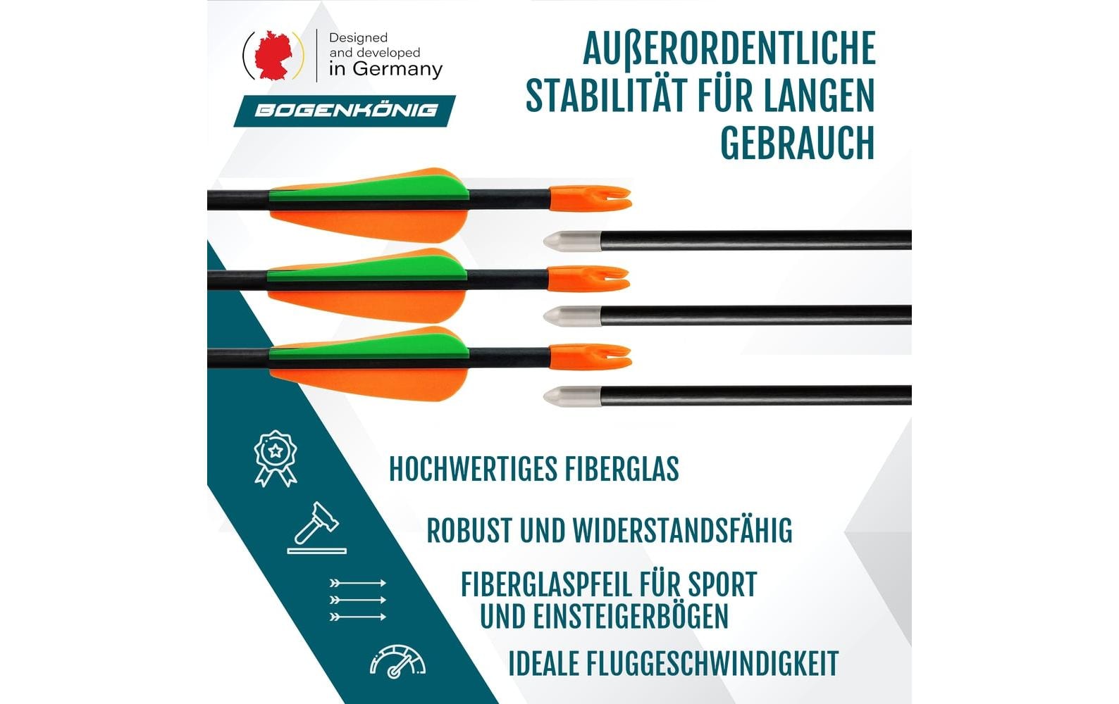 Bogenkönig Metallspitzbogen 28 Zoll, 5er-Set